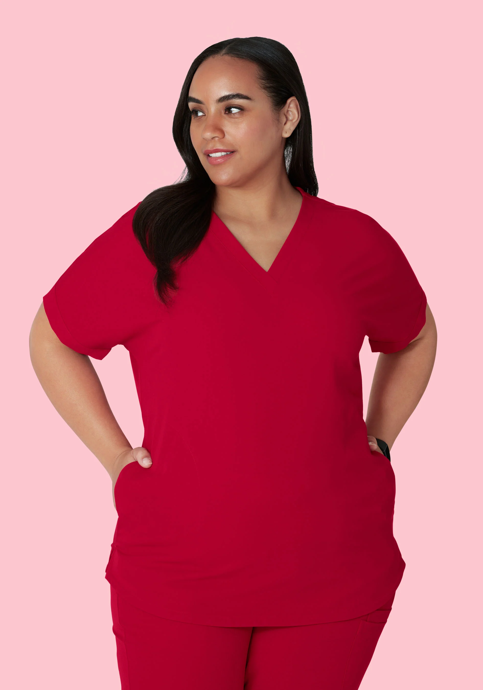Oversized V Neck Top Crimson - Image 11
