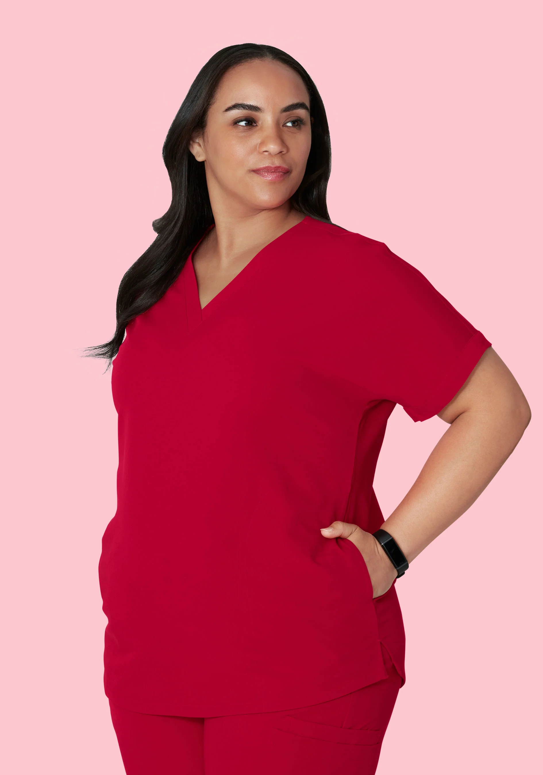 Oversized V Neck Top Crimson - Image 7