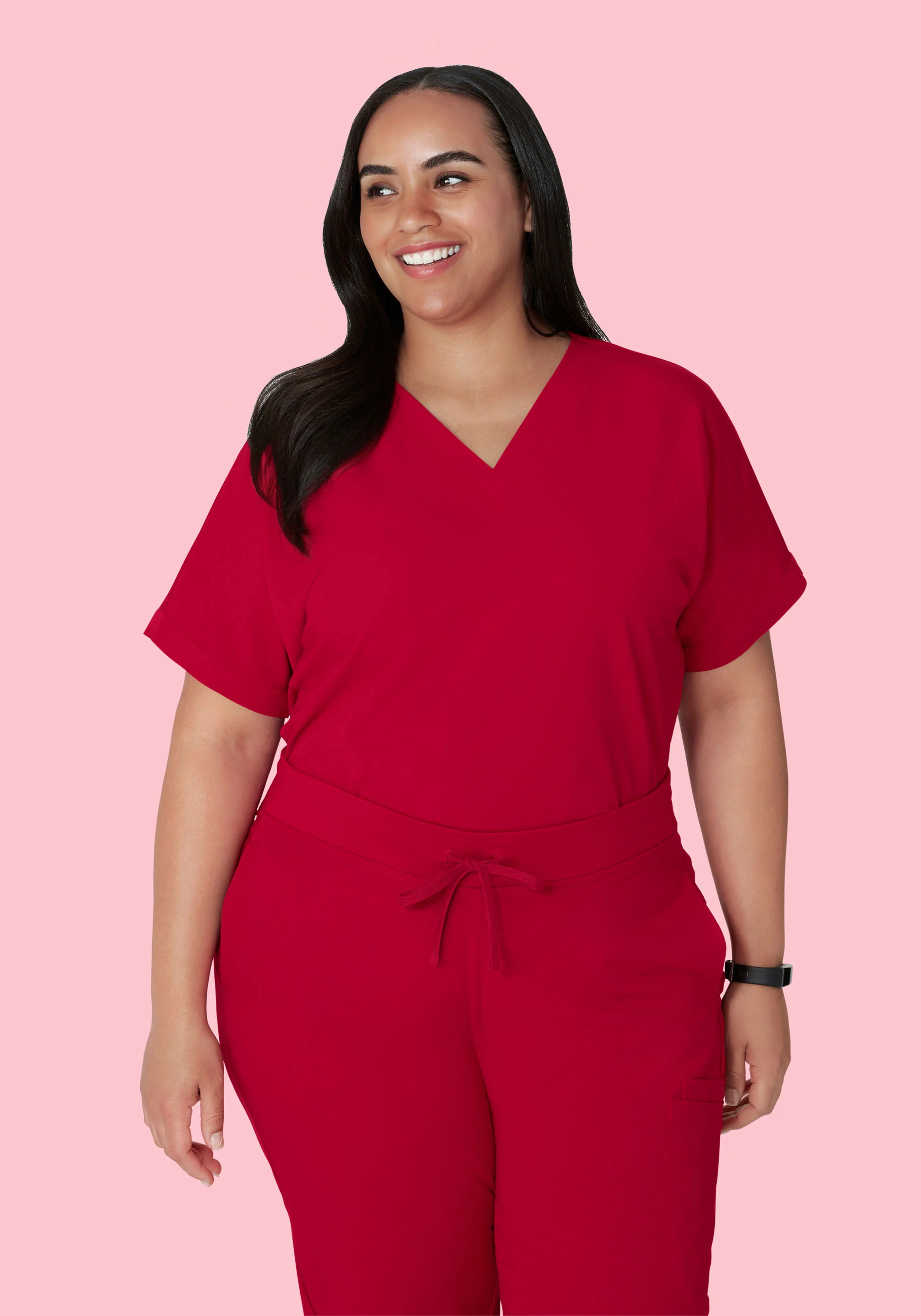 Oversized V Neck Top Crimson - Image 8