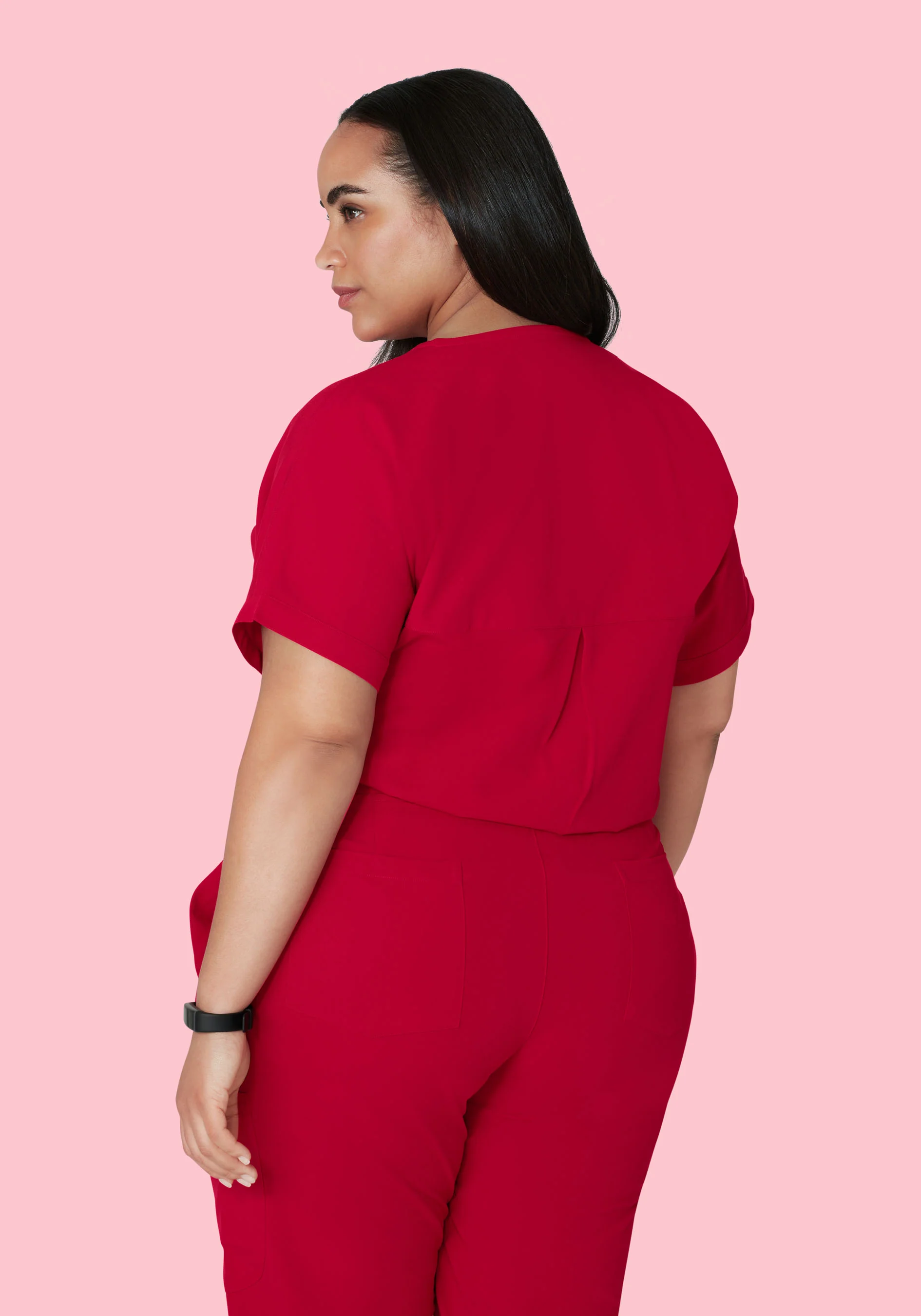 Oversized V Neck Top Crimson - Image 9
