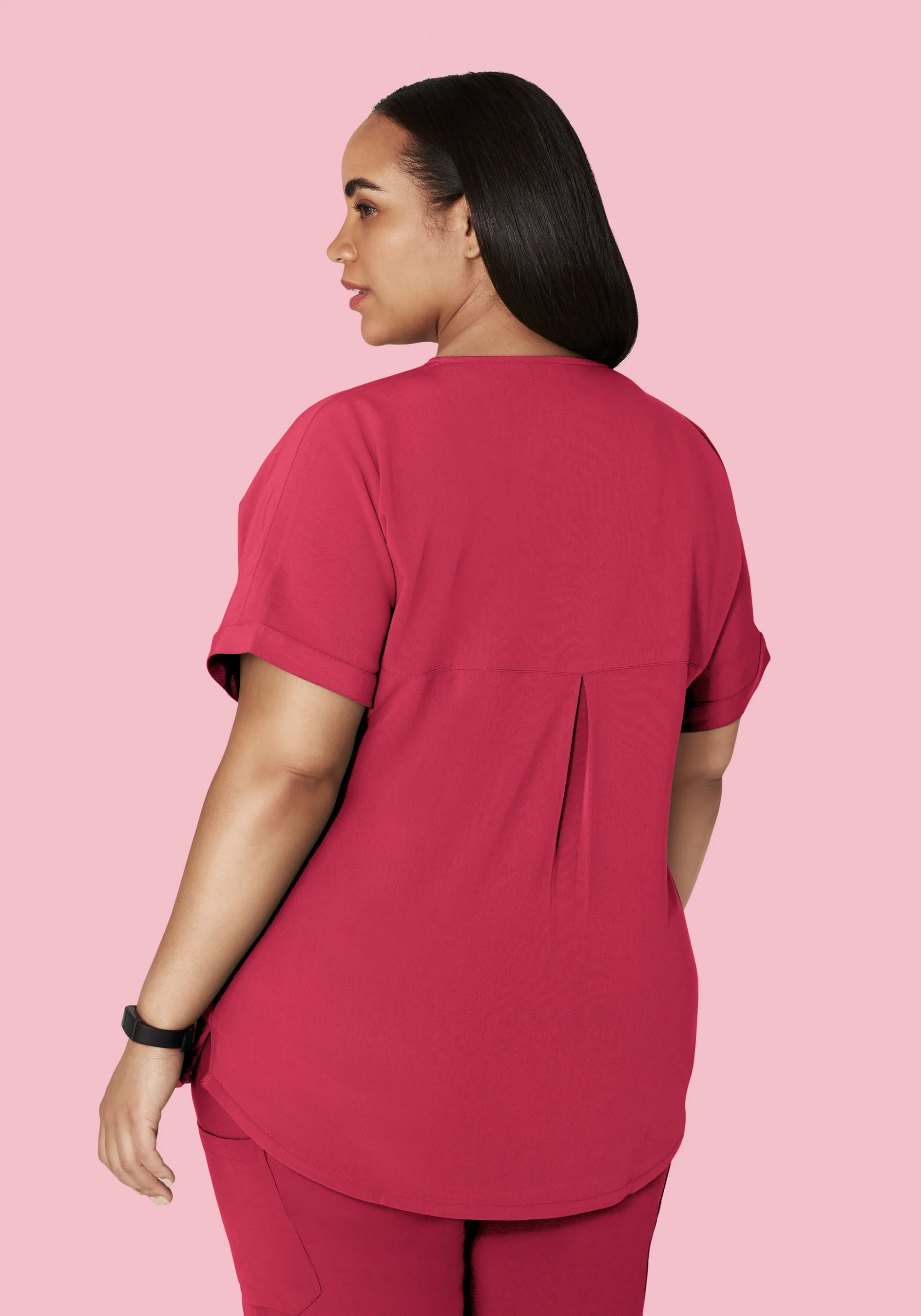 Oversized V Neck Top Deep Rose - Image 10