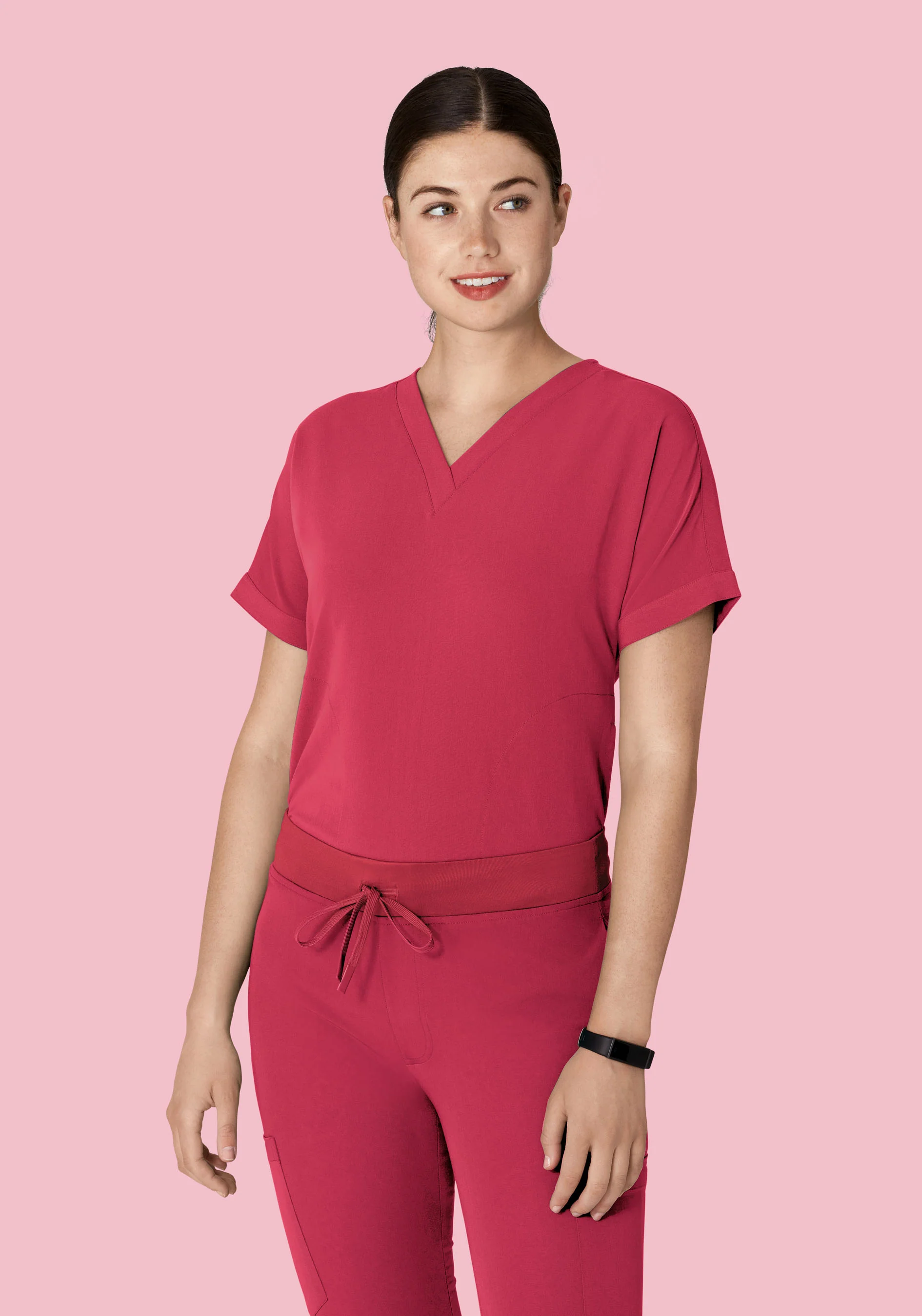 Oversized V Neck Top Deep Rose - Image 2