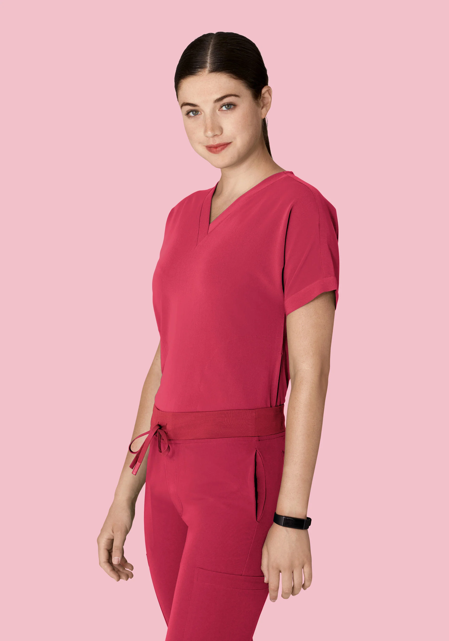 Oversized V Neck Top Deep Rose - Image 3