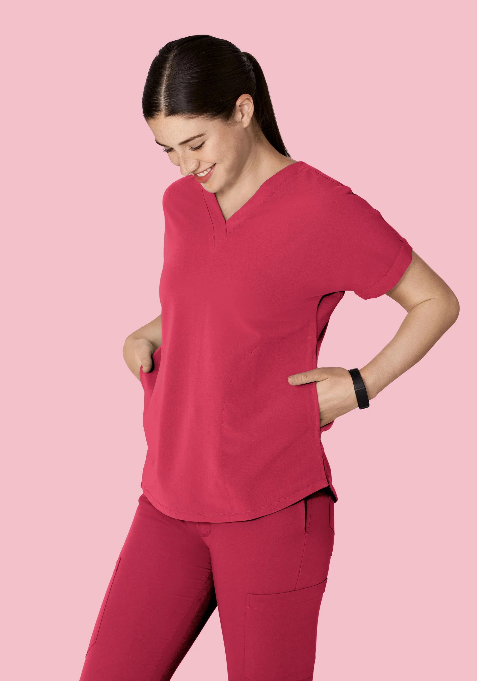 Oversized V Neck Top Deep Rose - Image 4