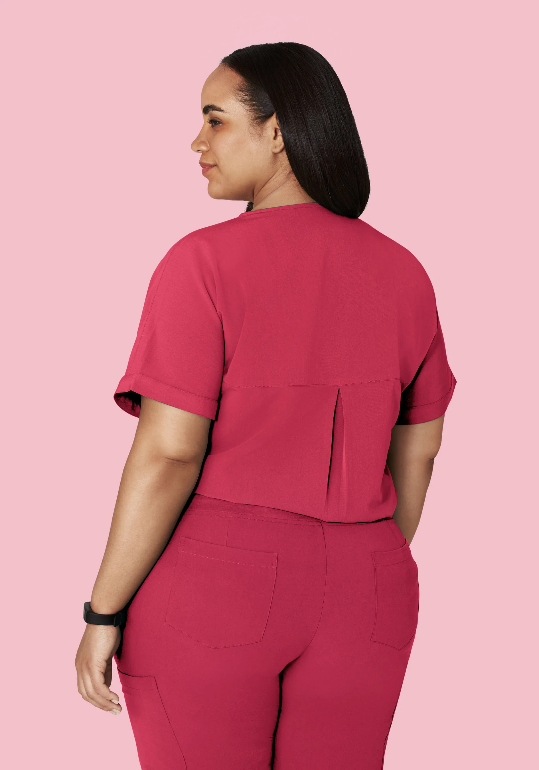 Oversized V Neck Top Deep Rose - Image 9