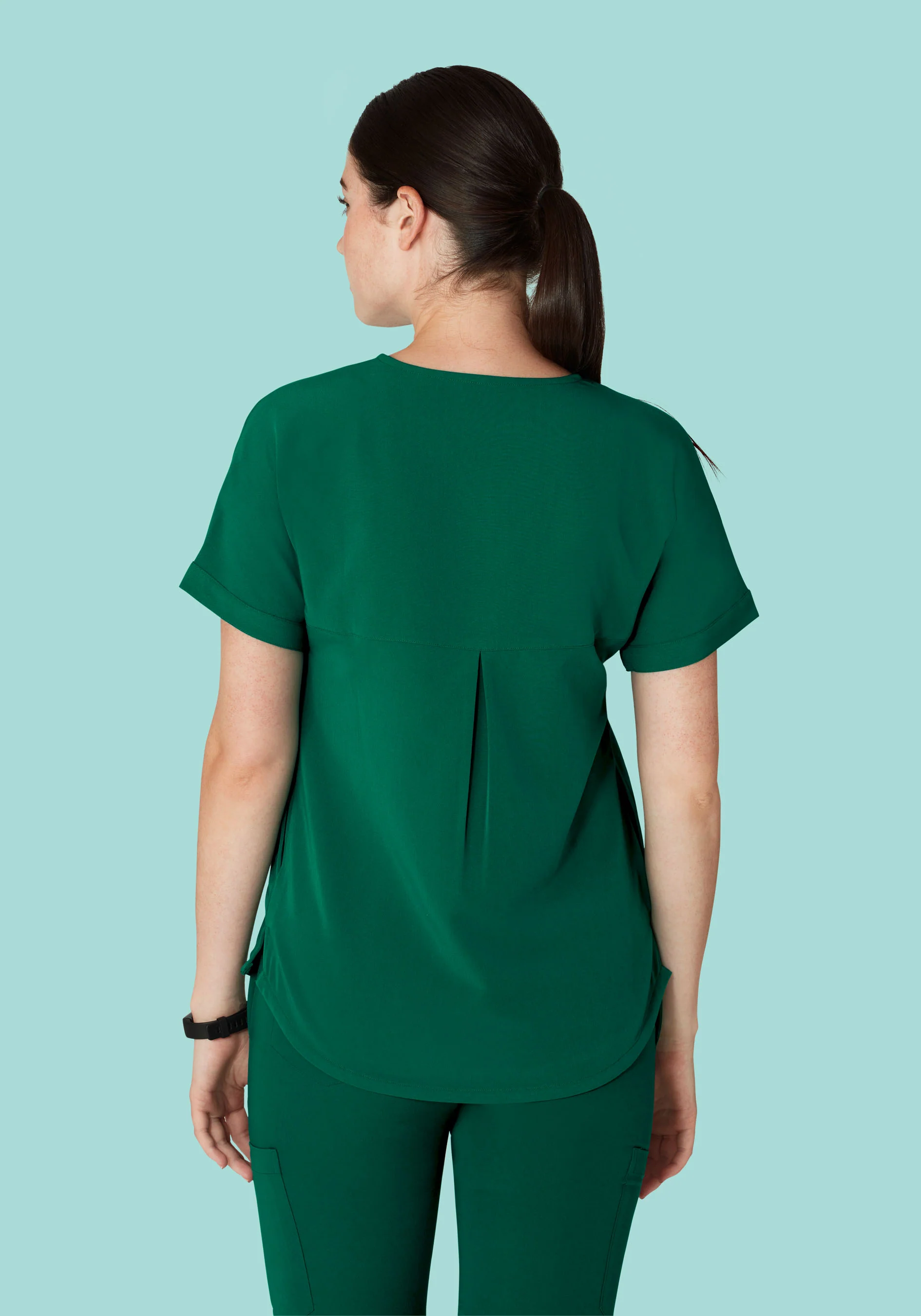 Oversized V Neck Top Hunter Green - Image 11