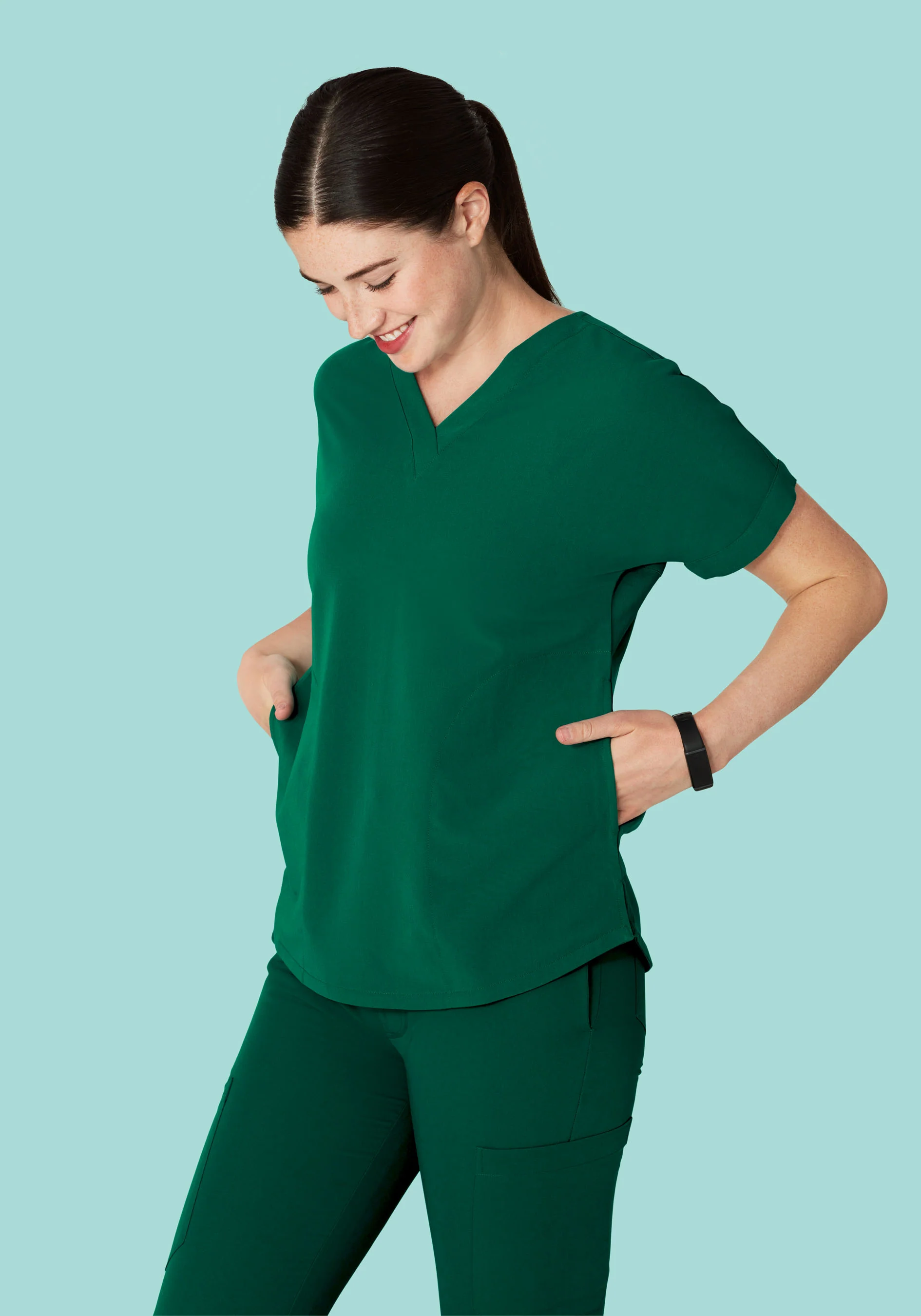 Oversized V Neck Top Hunter Green - Image 3