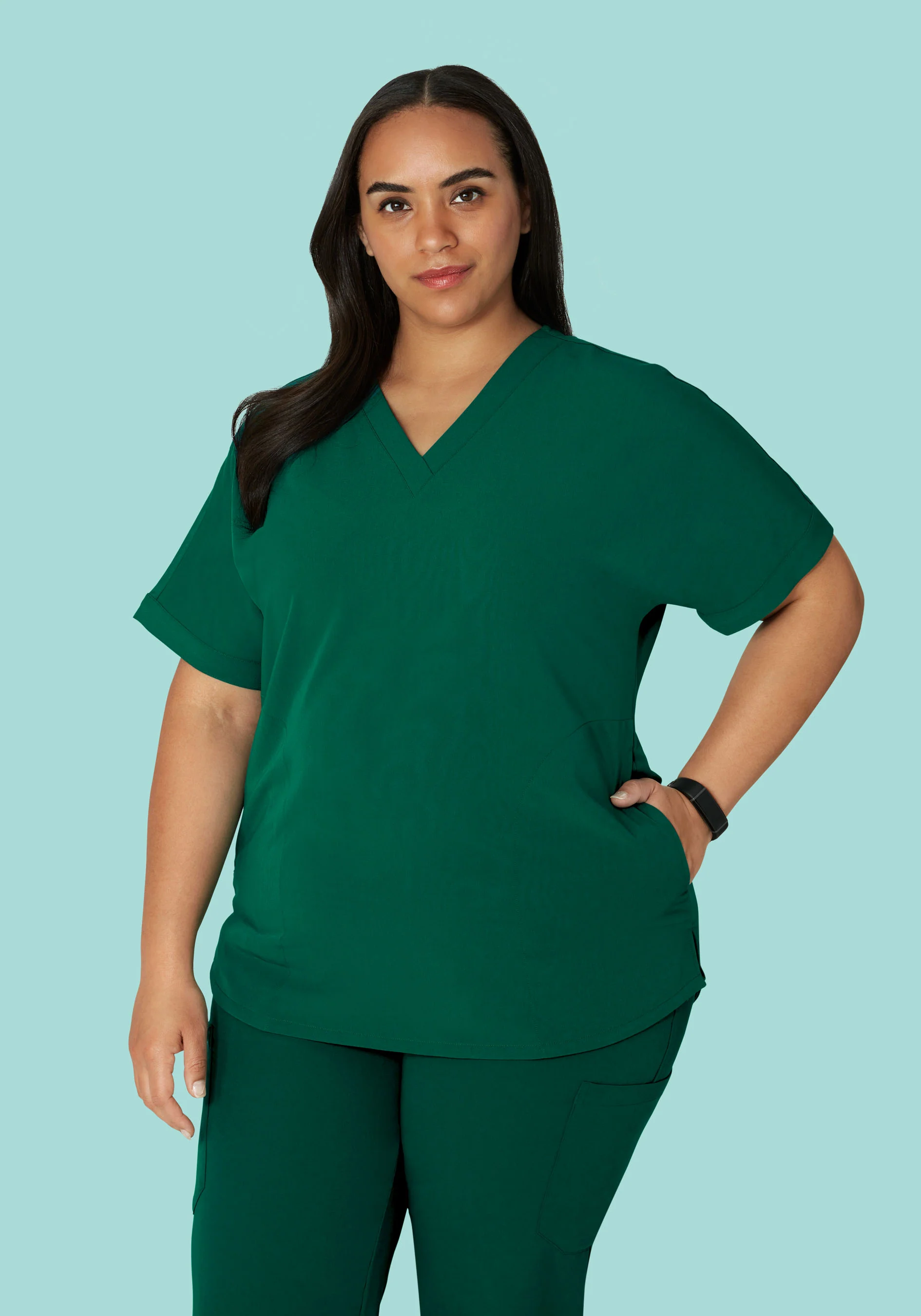 Oversized V Neck Top Hunter Green - Image 6