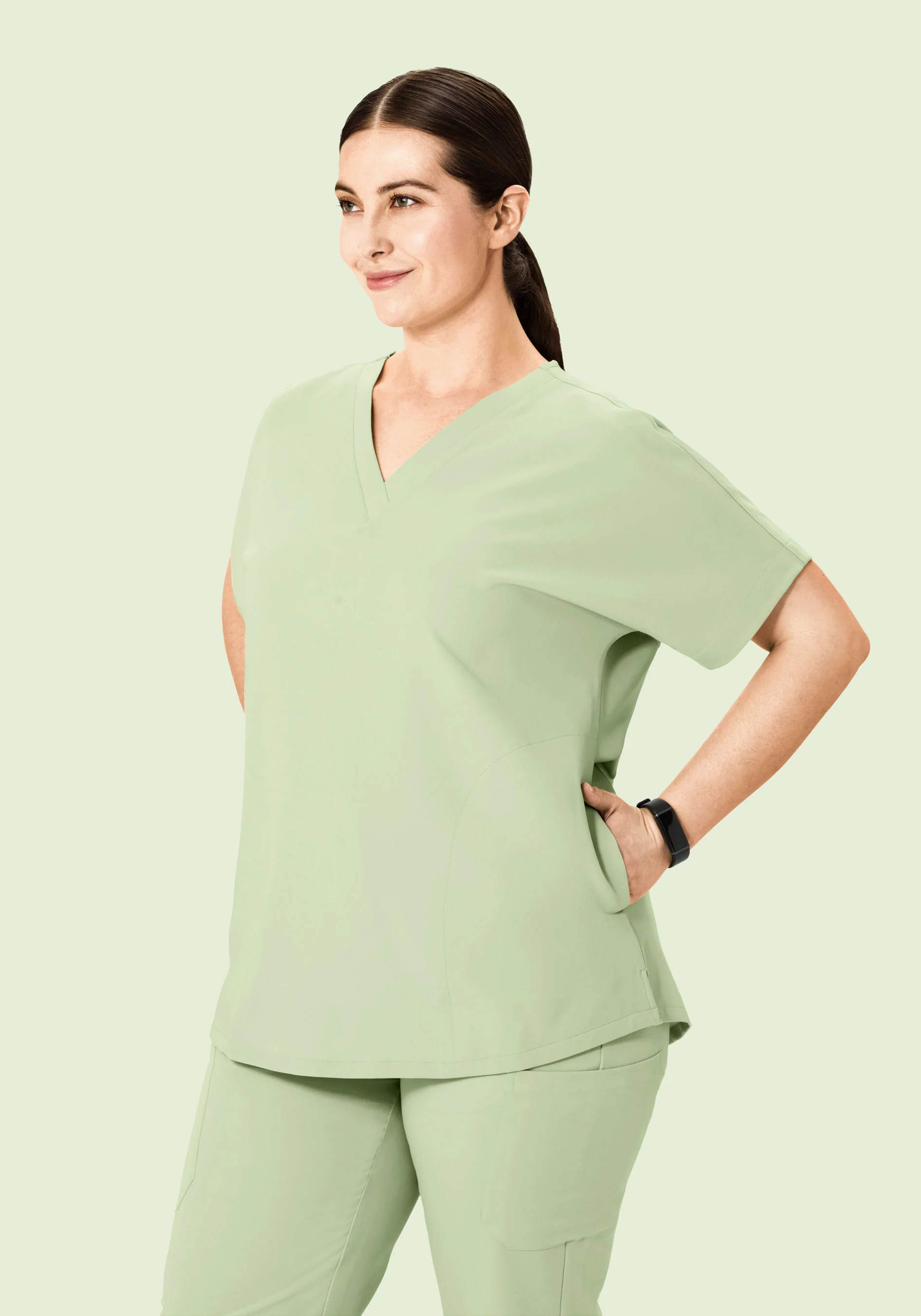 Oversized V Neck Top Matcha - Image 5