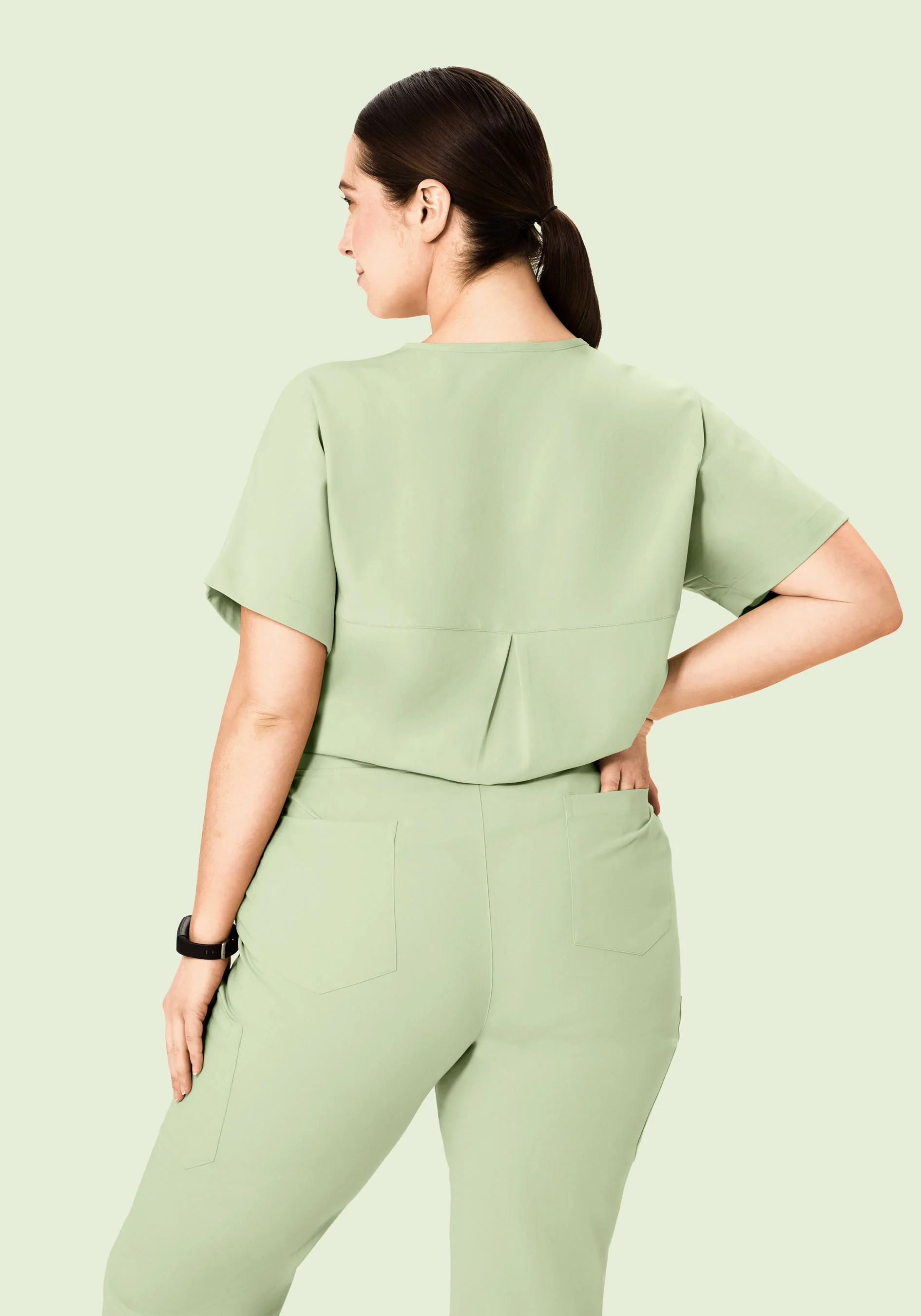 Oversized V Neck Top Matcha - Image 6