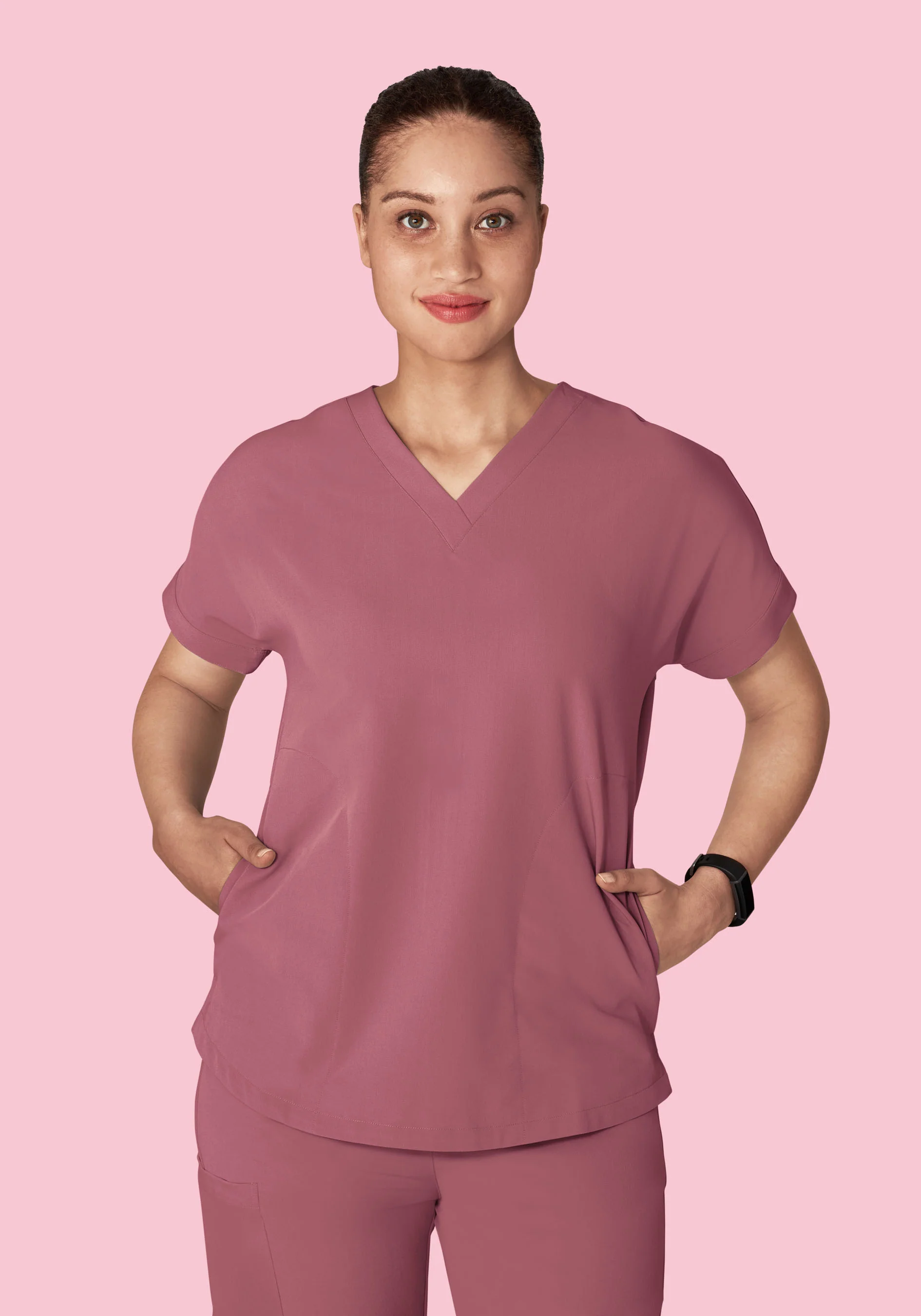 Oversized V Neck Top Mauve - Image 3