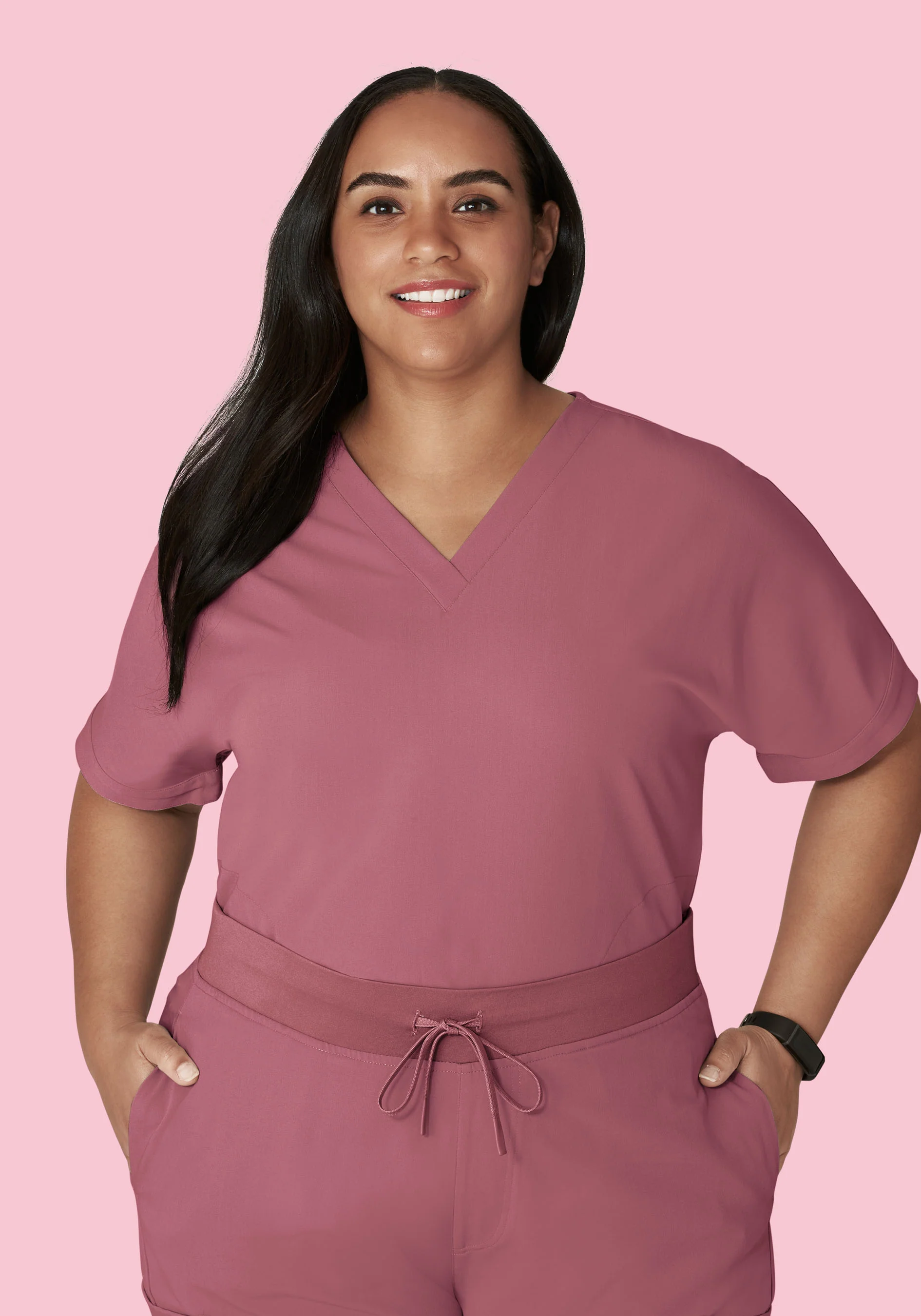 Oversized V Neck Top Mauve - Image 8