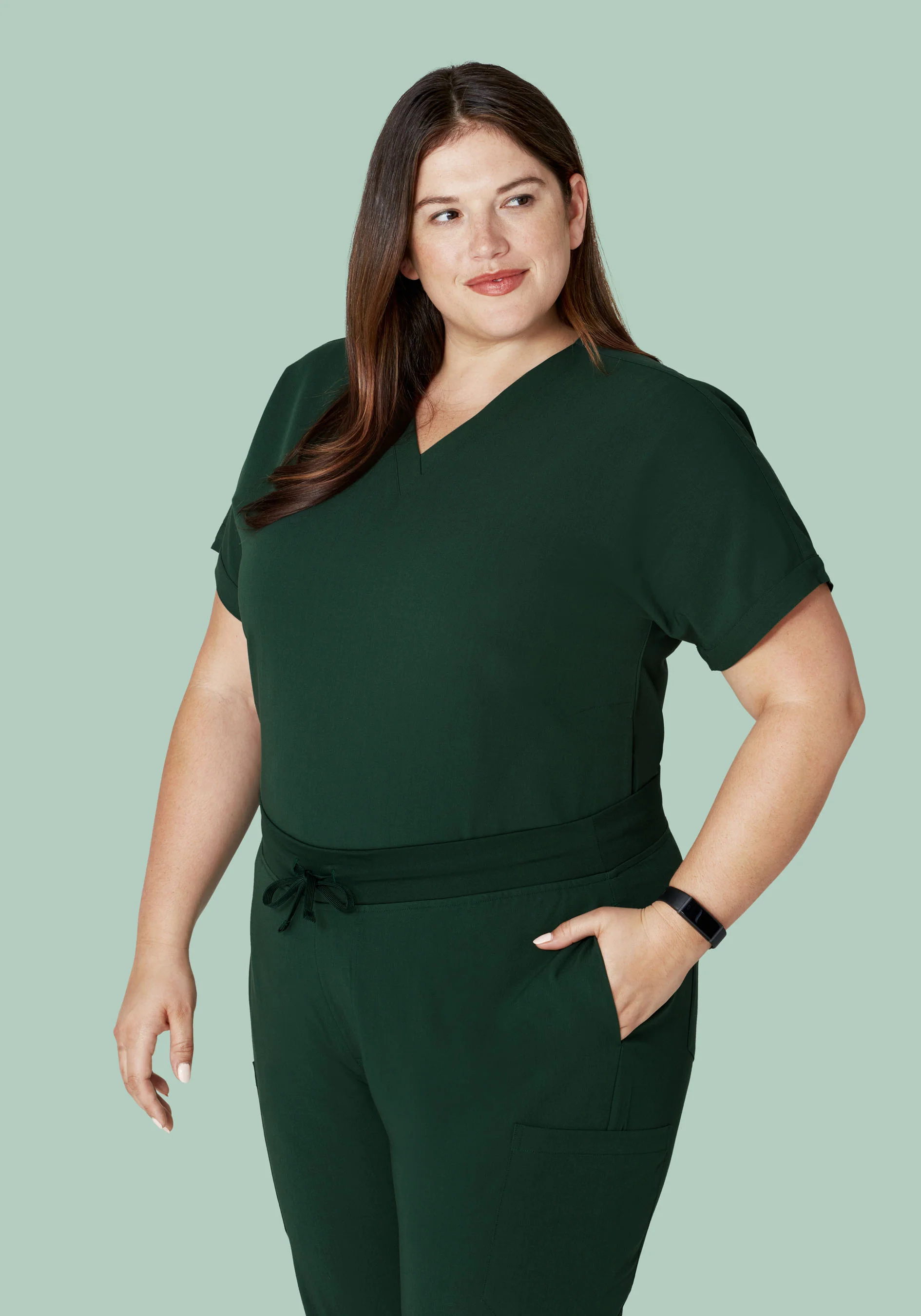 Oversized V Neck Top Midnight Green - Image 12