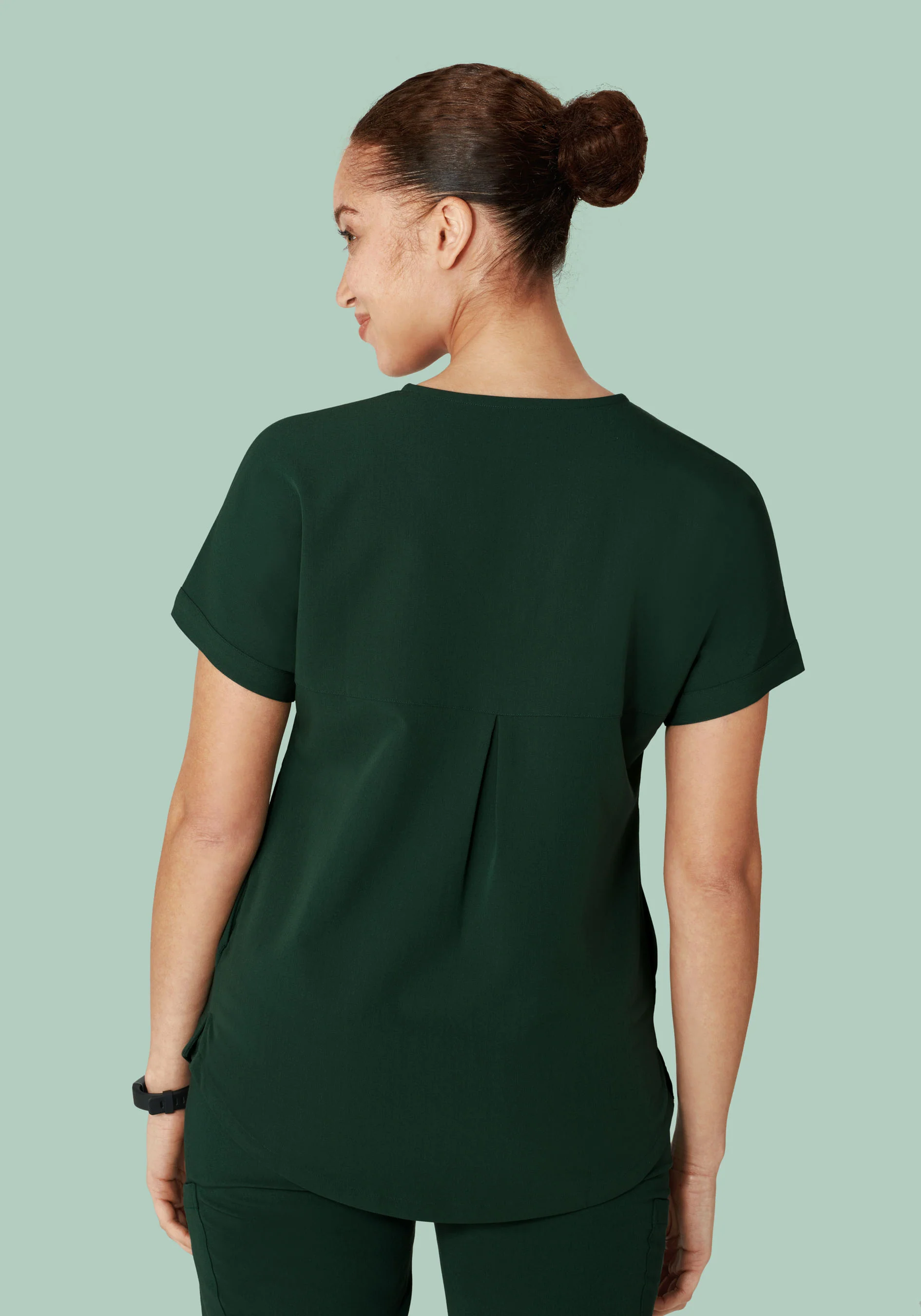 Oversized V Neck Top Midnight Green - Image 3