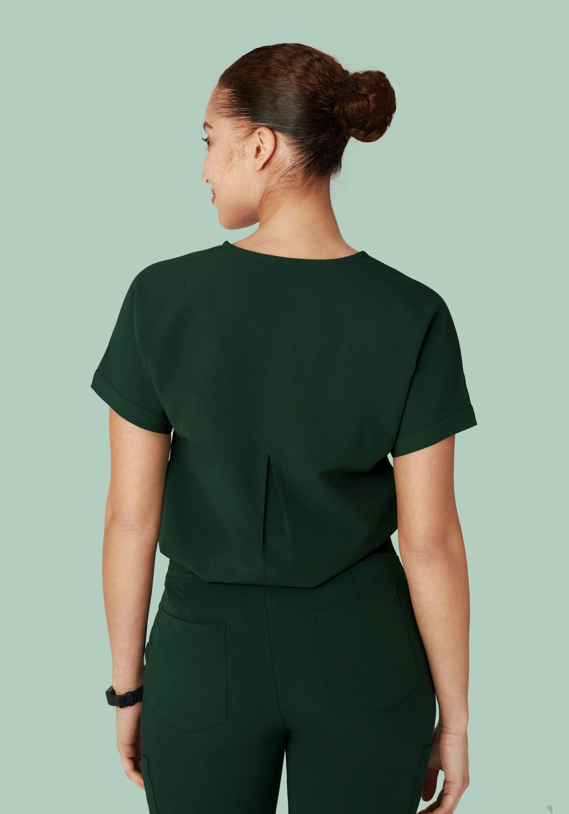 Oversized V Neck Top Midnight Green - Image 4