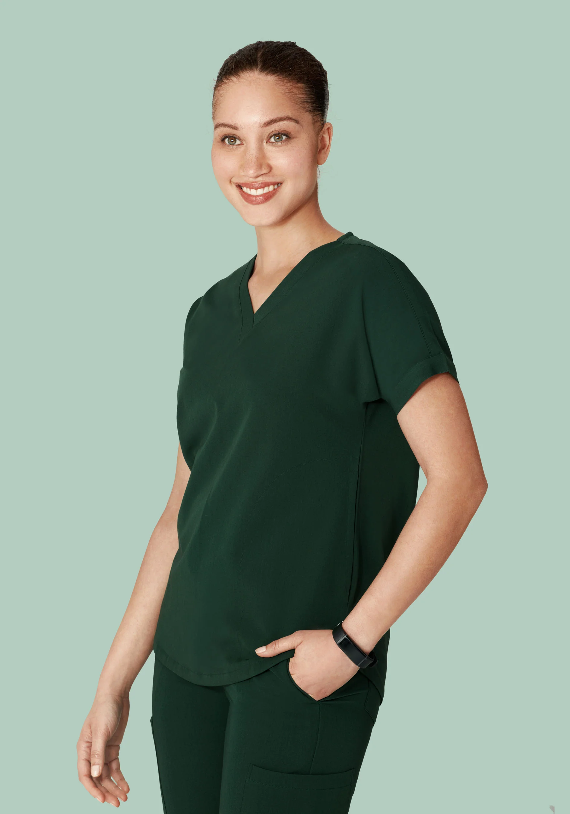 Oversized V Neck Top Midnight Green - Image 5