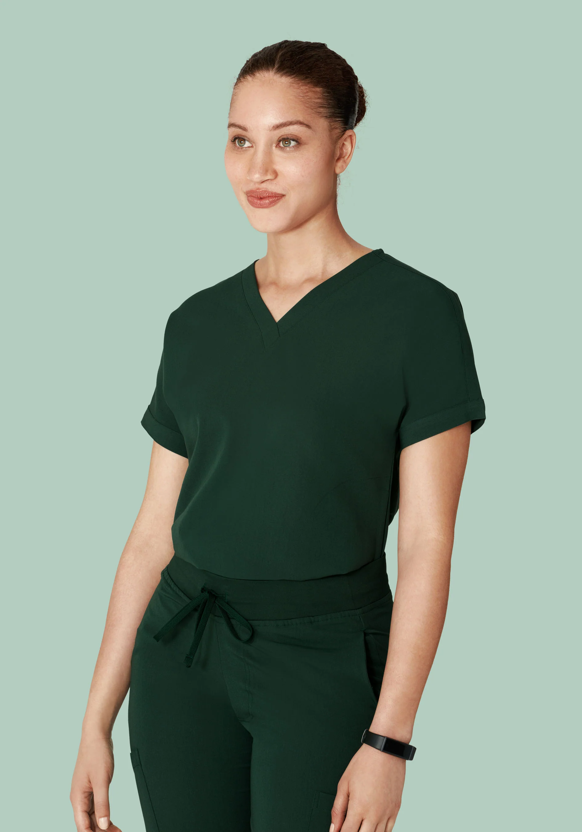 Oversized V Neck Top Midnight Green - Image 6