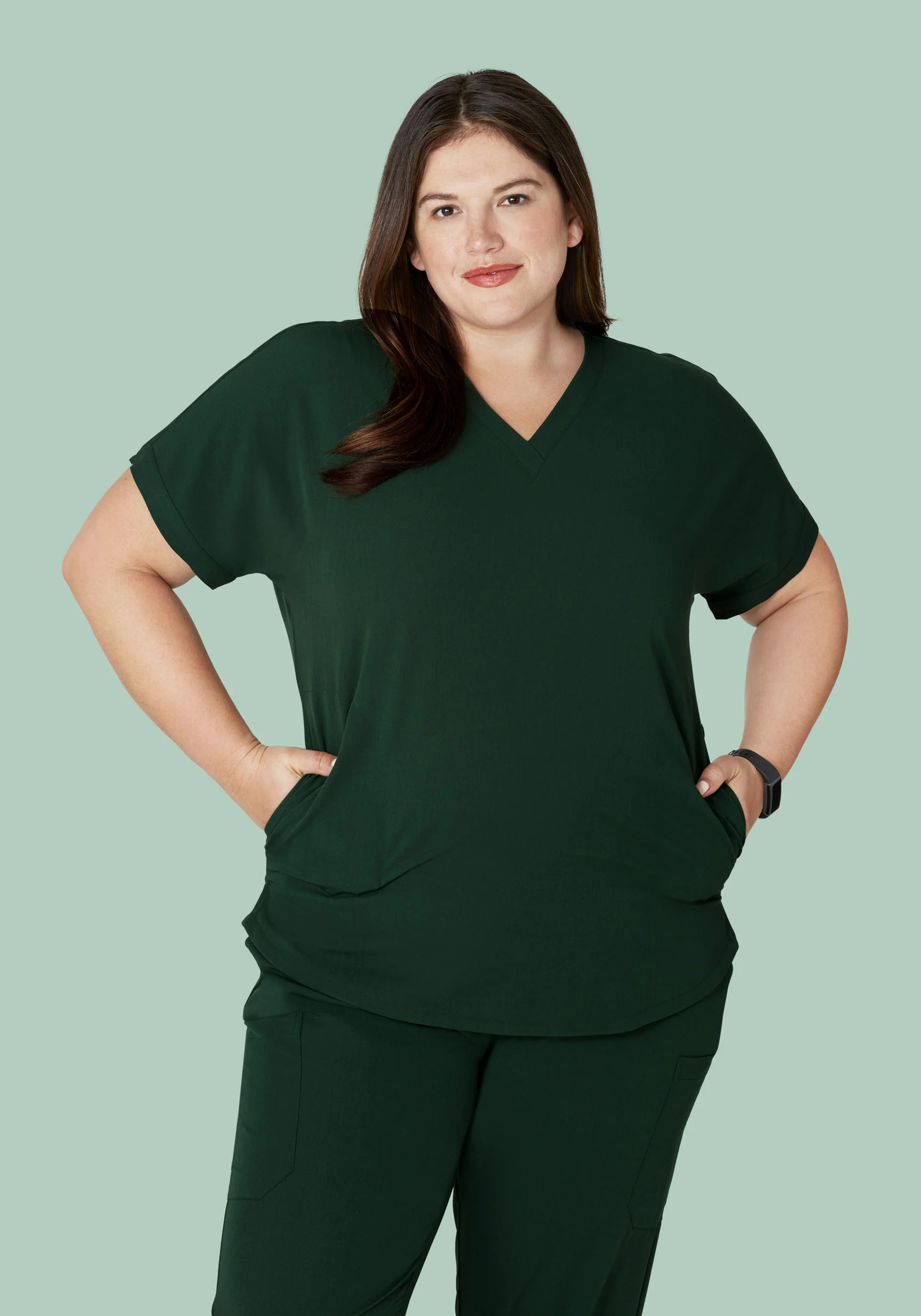 Oversized V Neck Top Midnight Green - Image 7