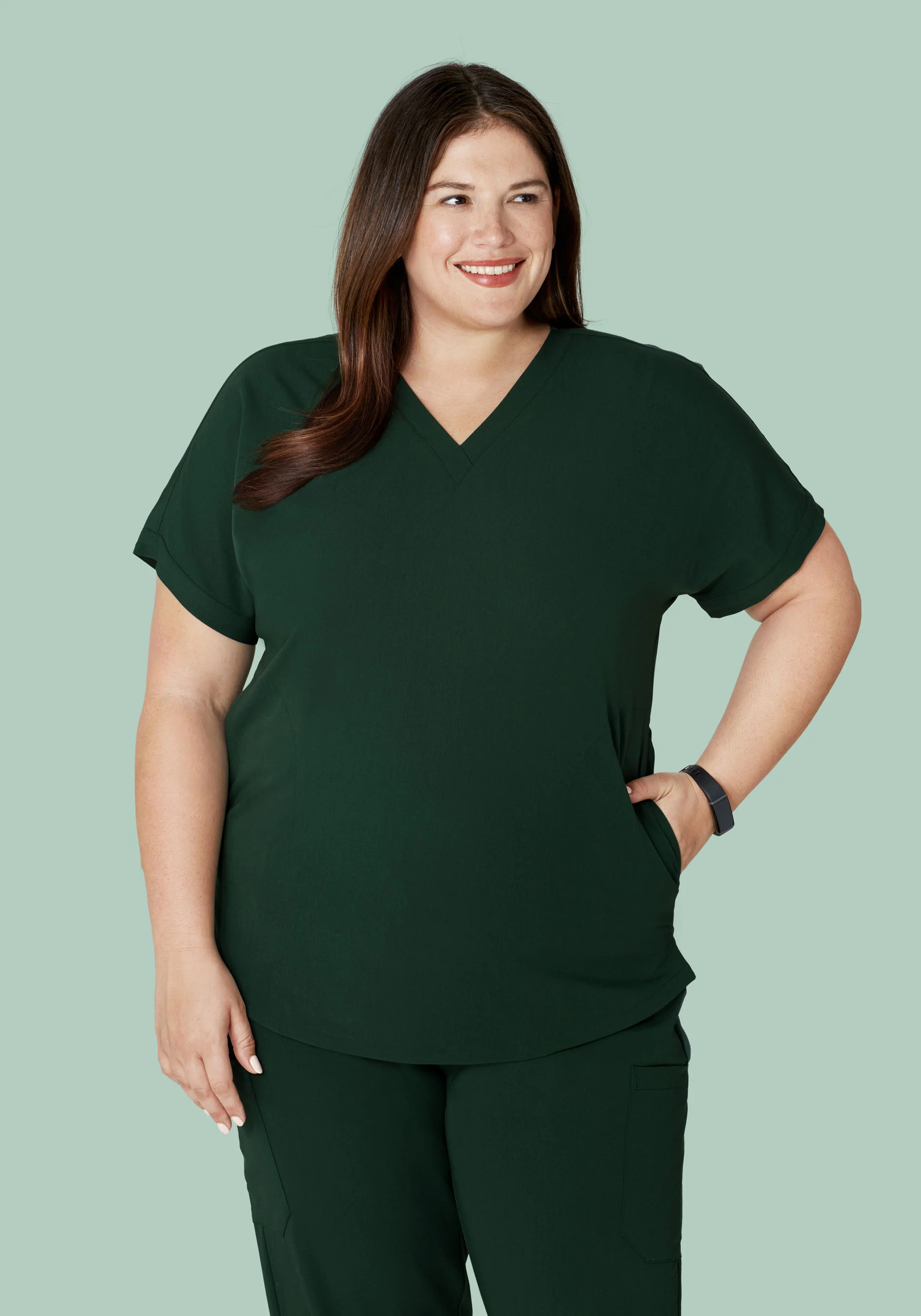 Oversized V Neck Top Midnight Green - Image 8