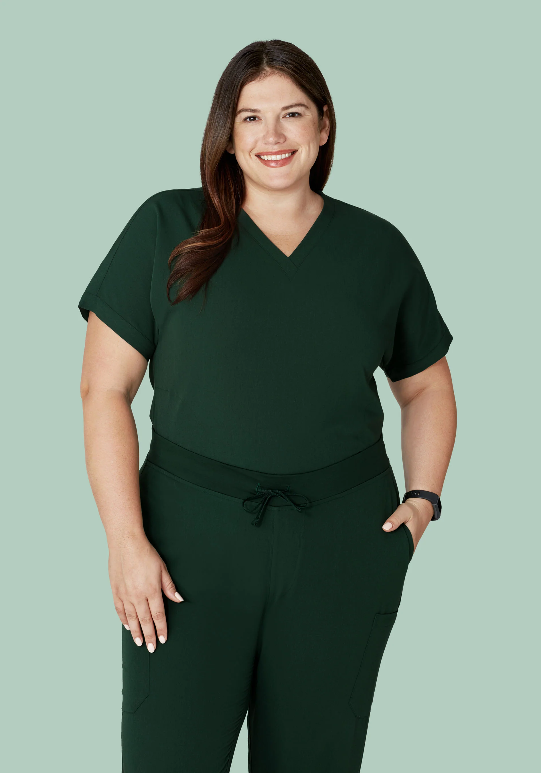 Oversized V Neck Top Midnight Green - Image 9