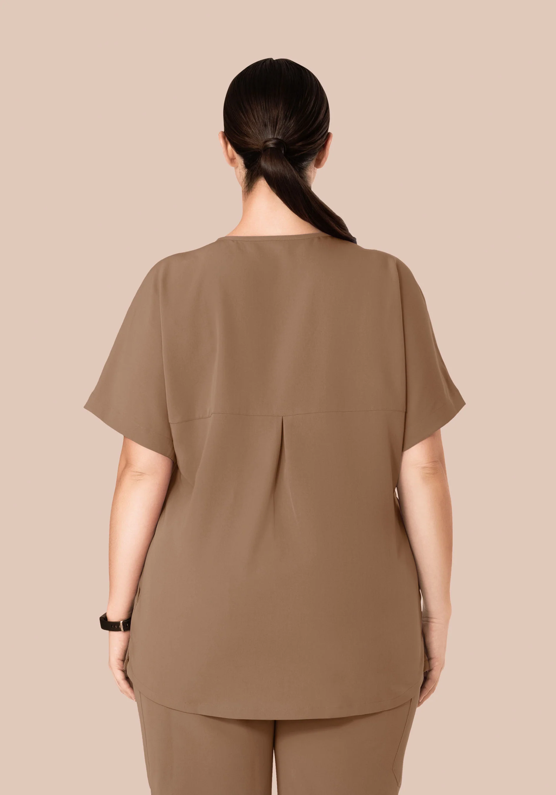 Oversized V Neck Top Mocha - Image 10