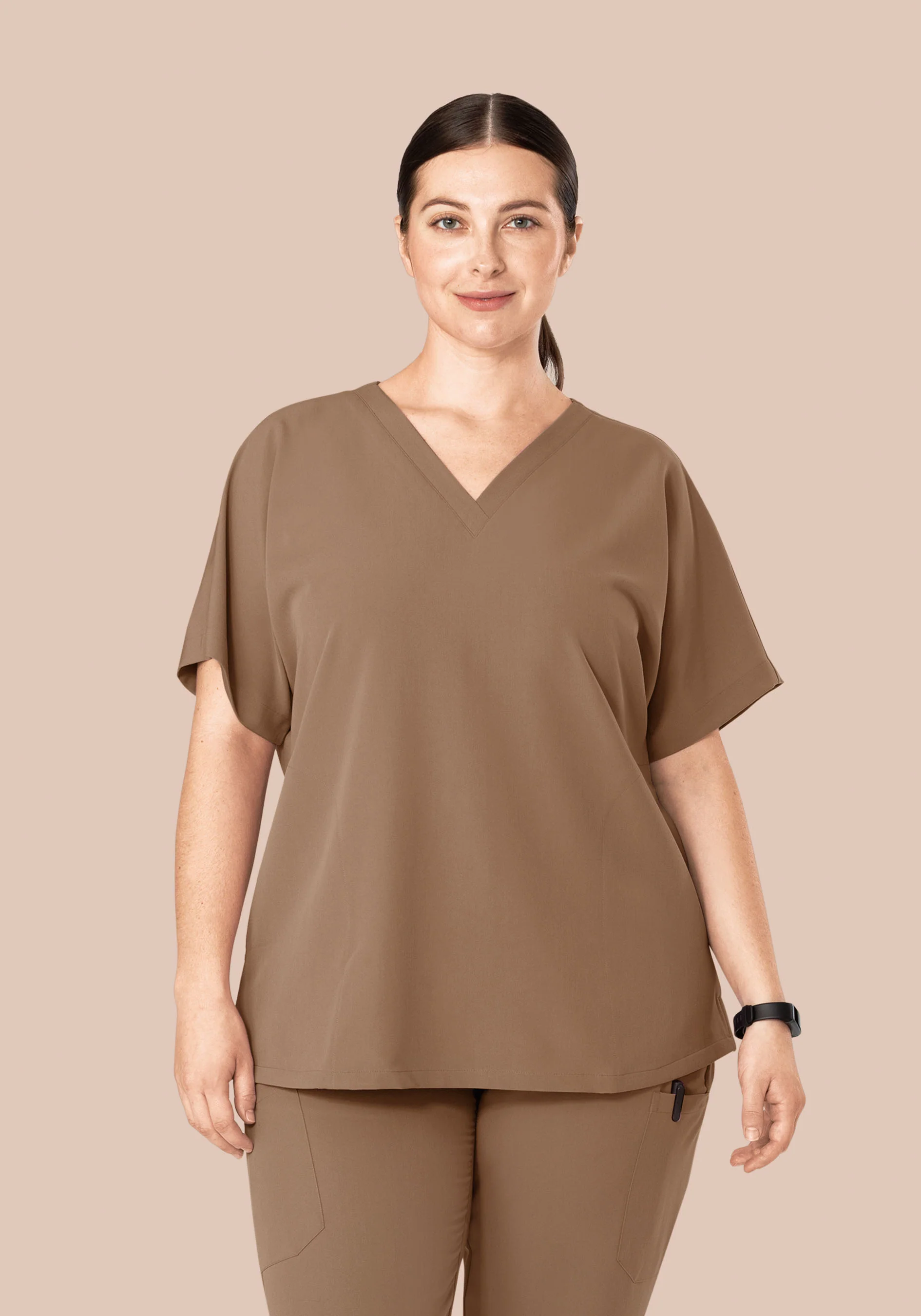 Oversized V Neck Top Mocha - Image 11