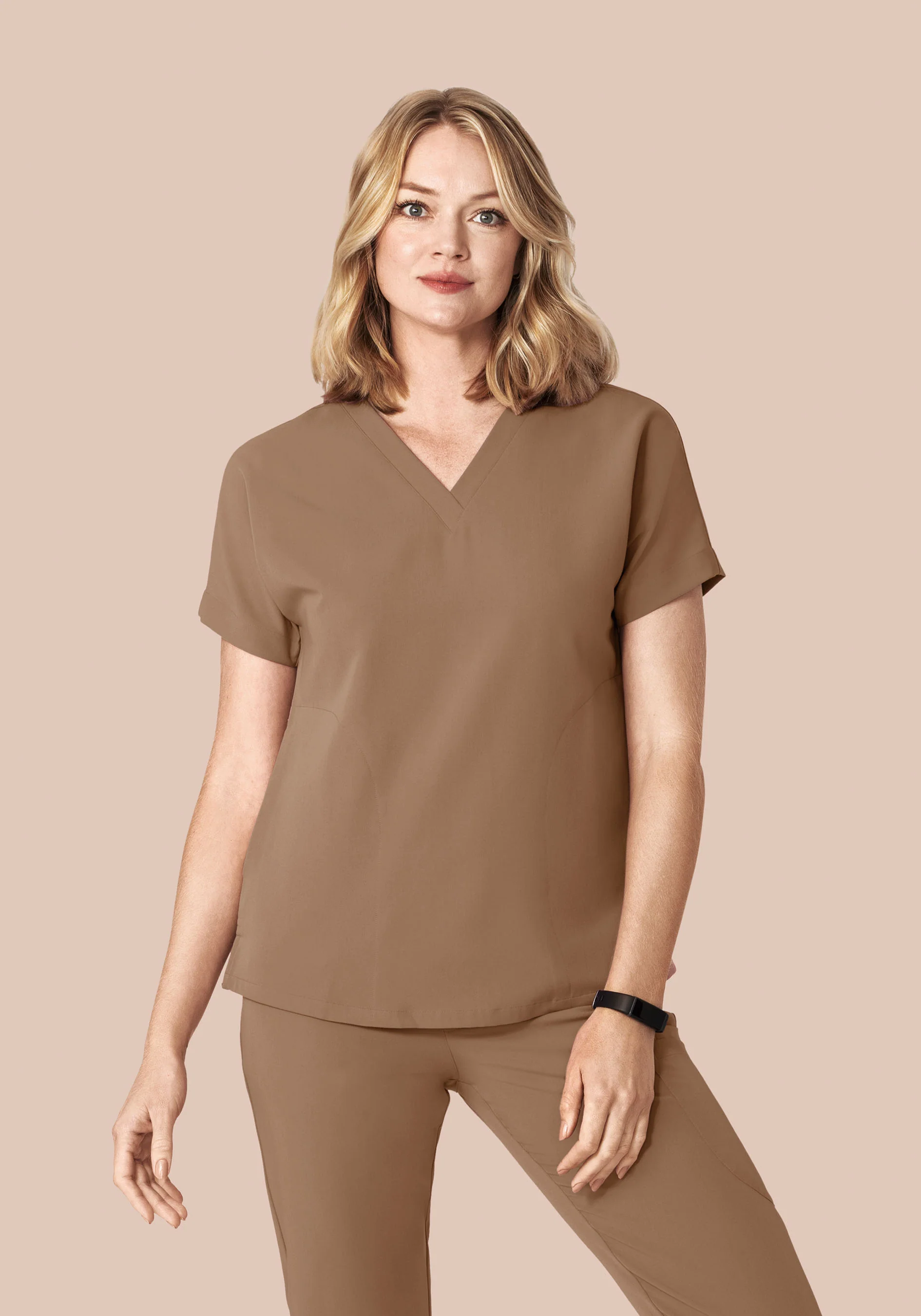 Oversized V Neck Top Mocha - Image 3