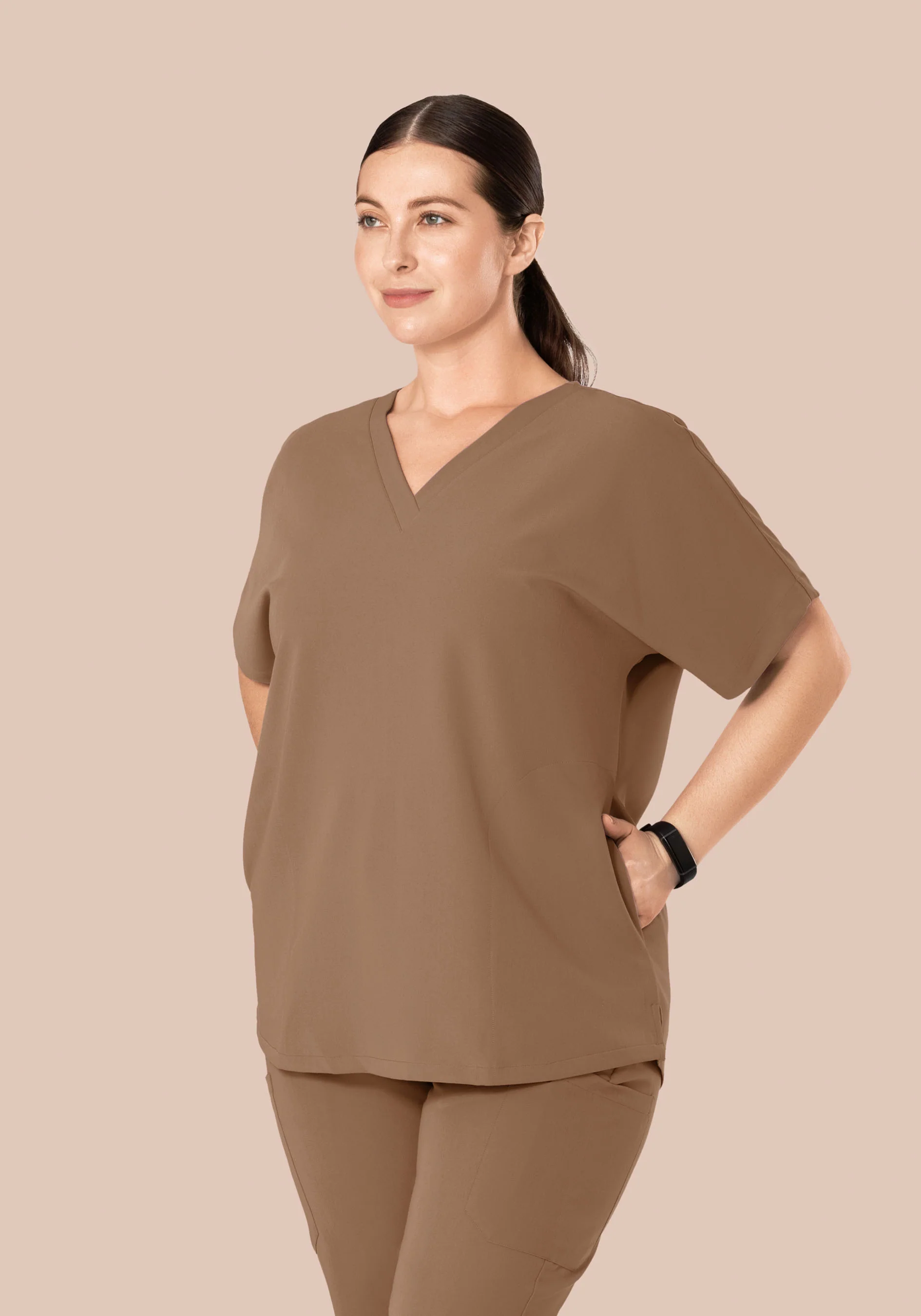 Oversized V Neck Top Mocha - Image 6