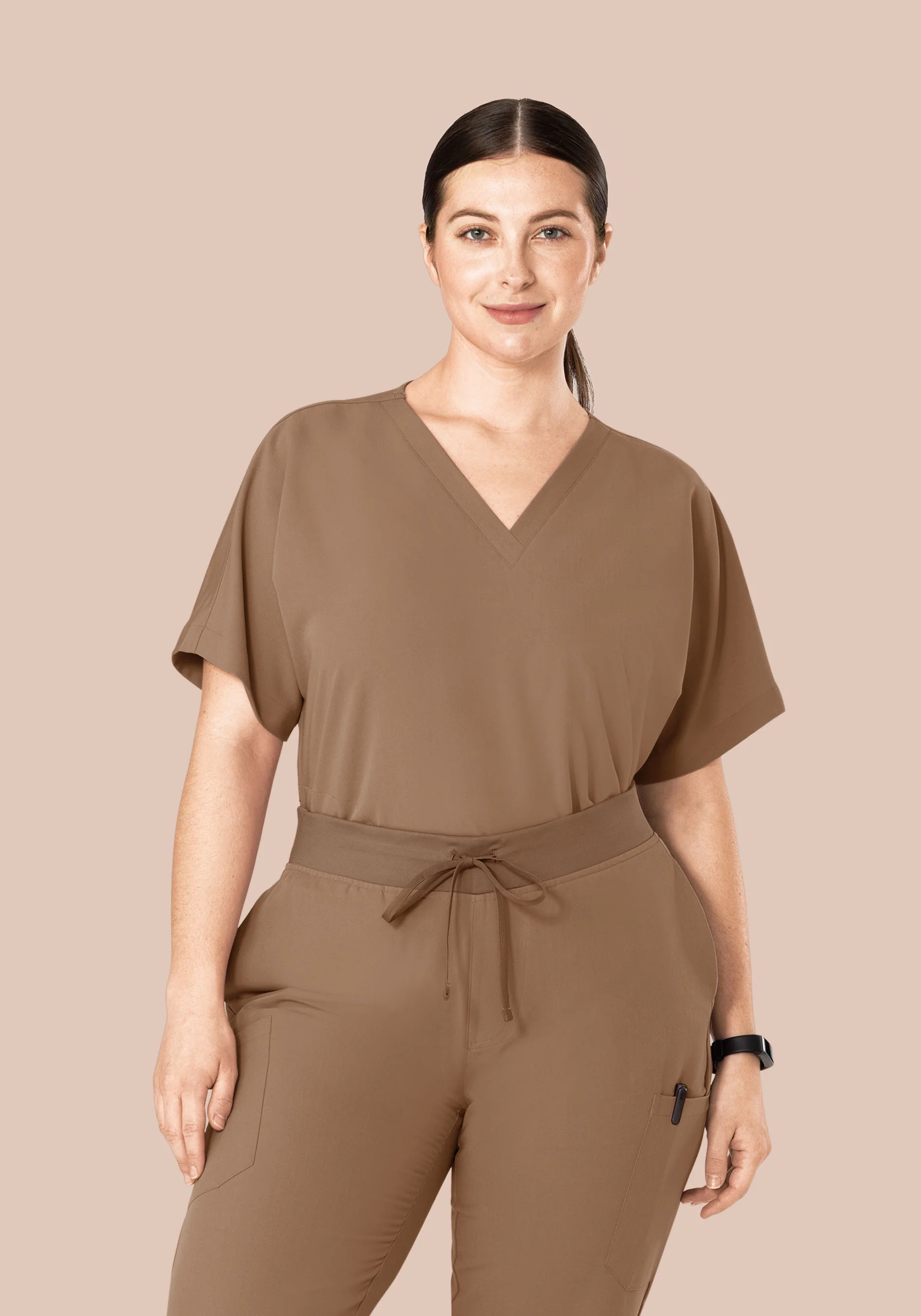 Oversized V Neck Top Mocha - Image 7