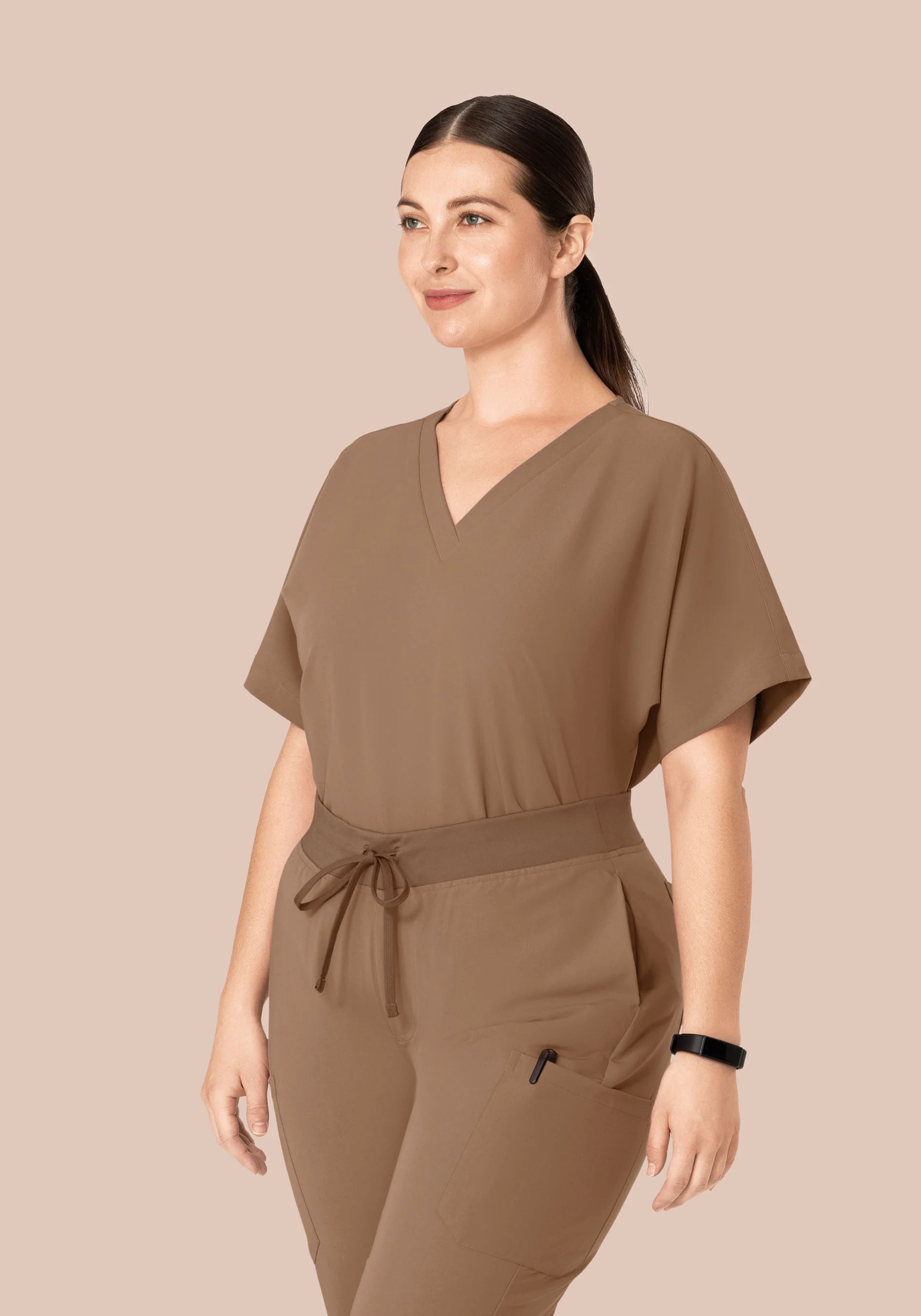 Oversized V Neck Top Mocha - Image 8