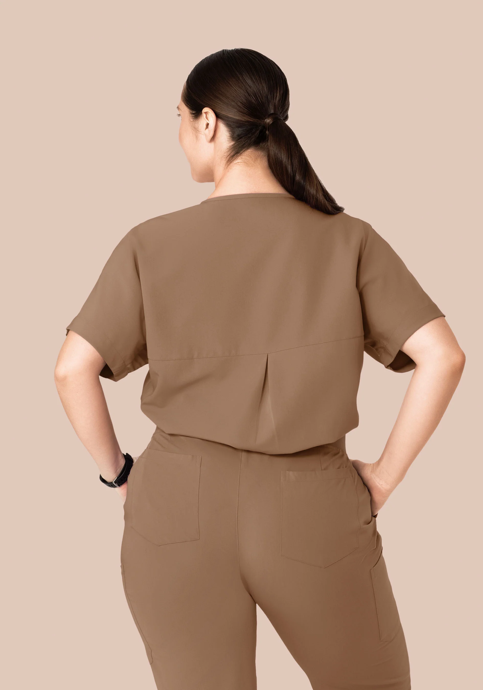 Oversized V Neck Top Mocha - Image 9