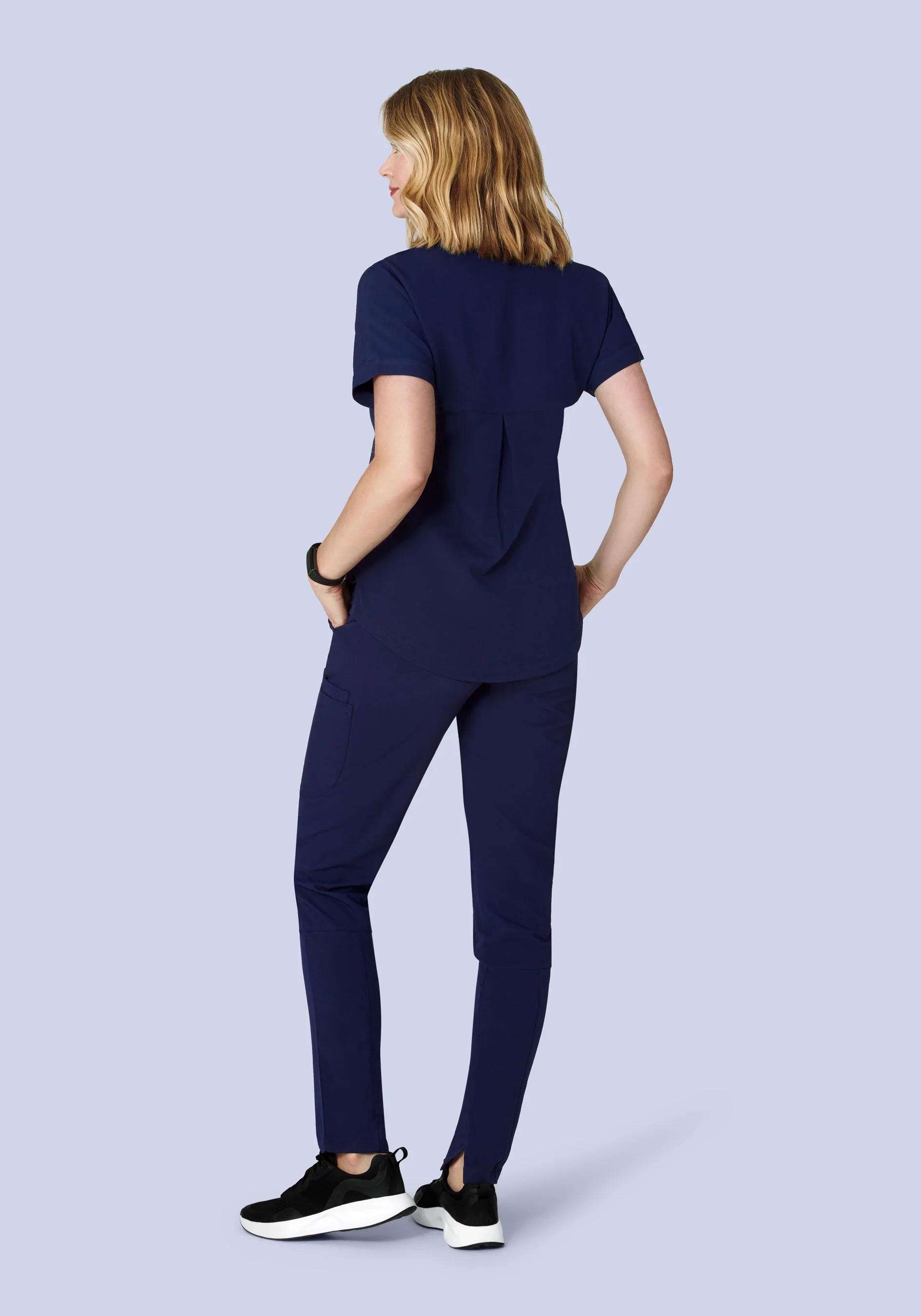 Oversized V Neck Top Navy - Image 4