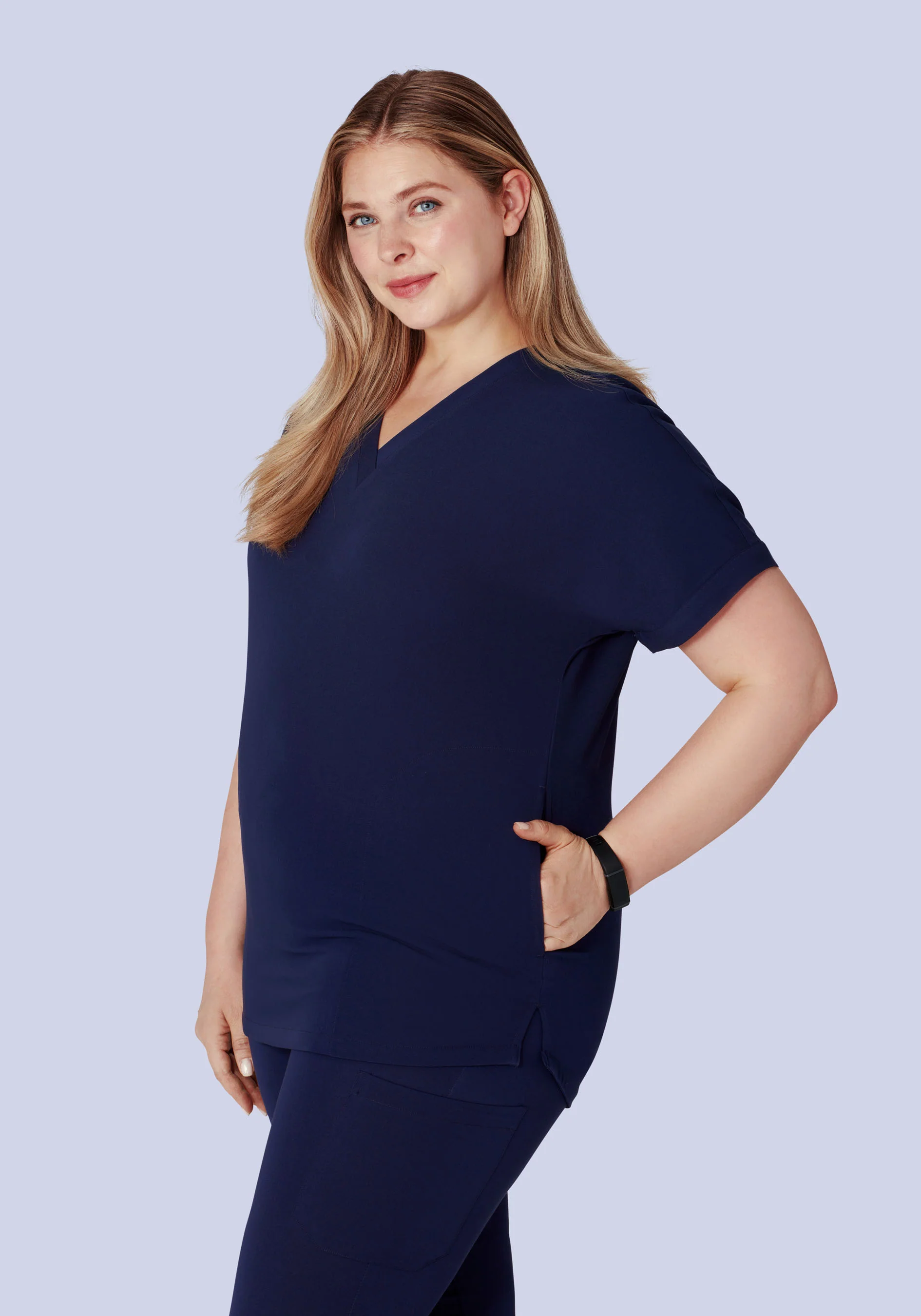 Oversized V Neck Top Navy - Image 6