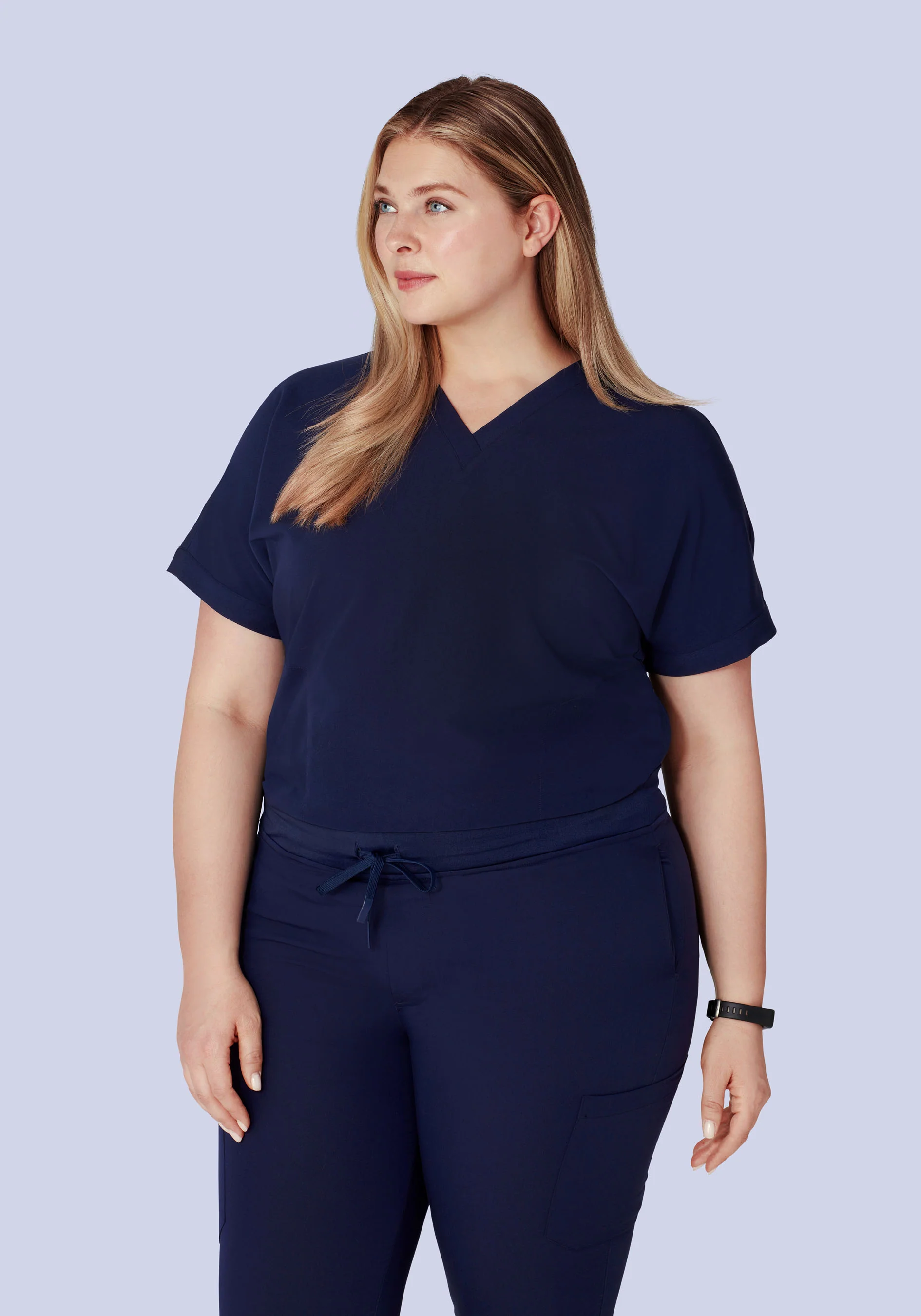 Oversized V Neck Top Navy - Image 7