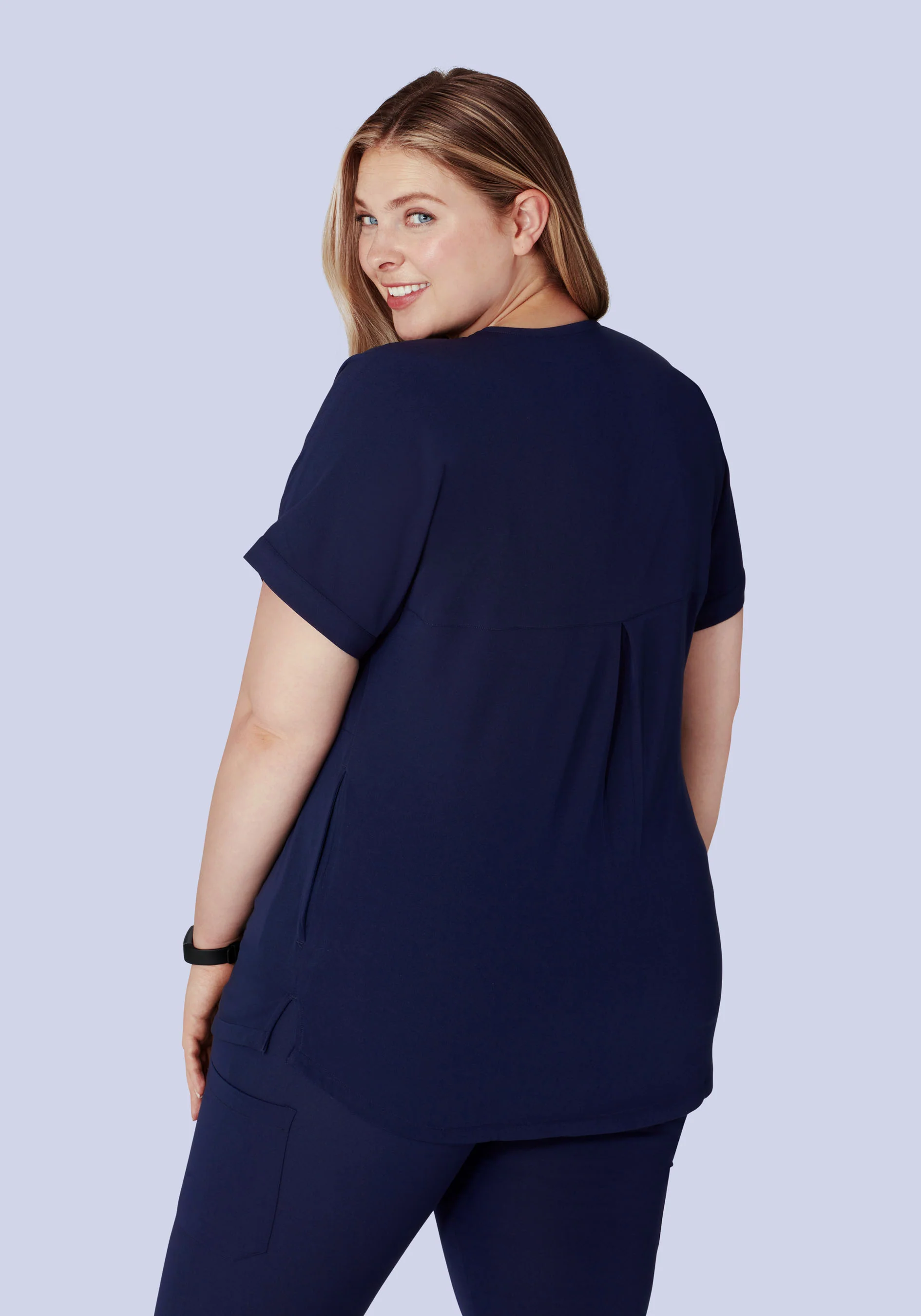 Oversized V Neck Top Navy - Image 8