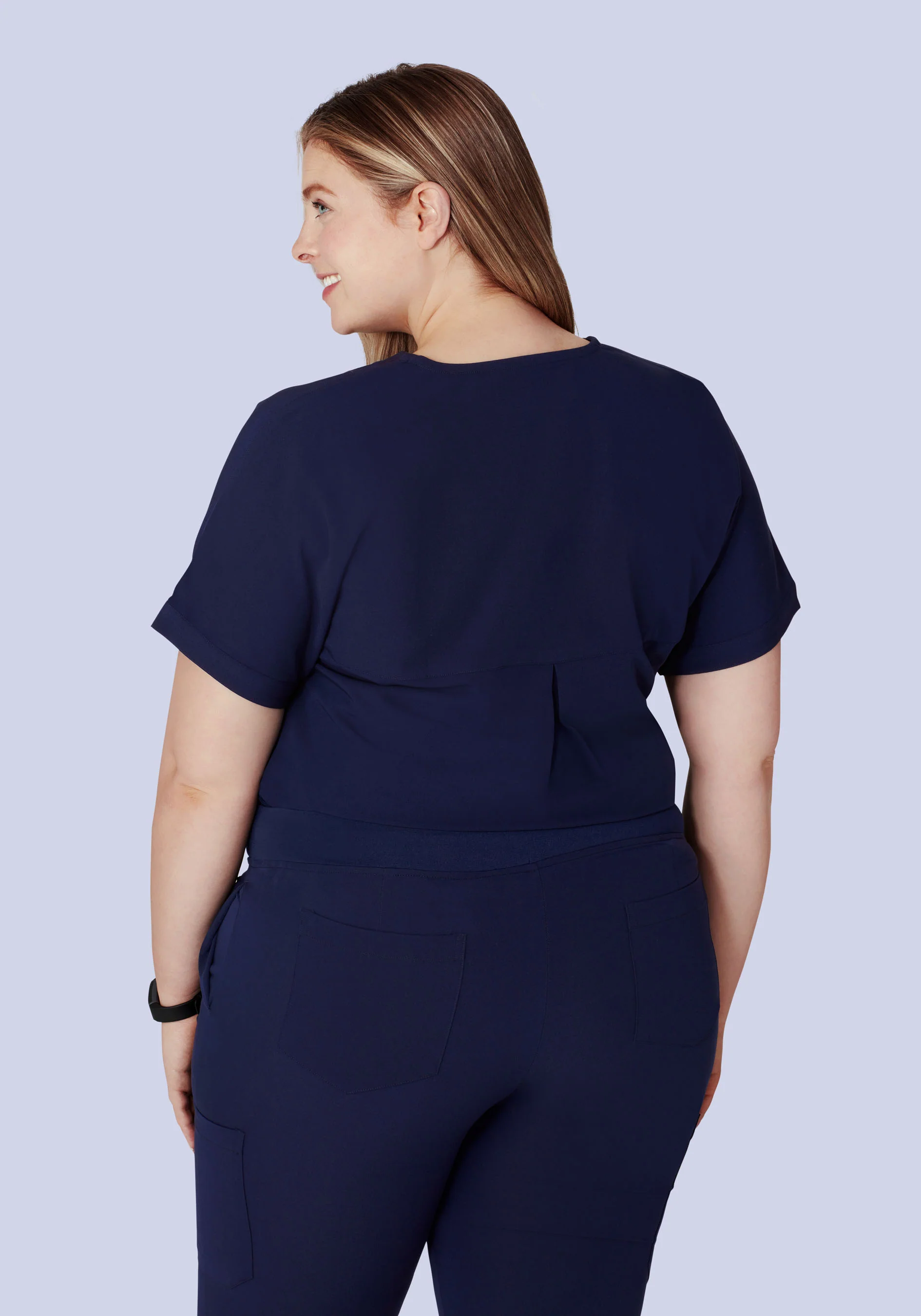 Oversized V Neck Top Navy - Image 9