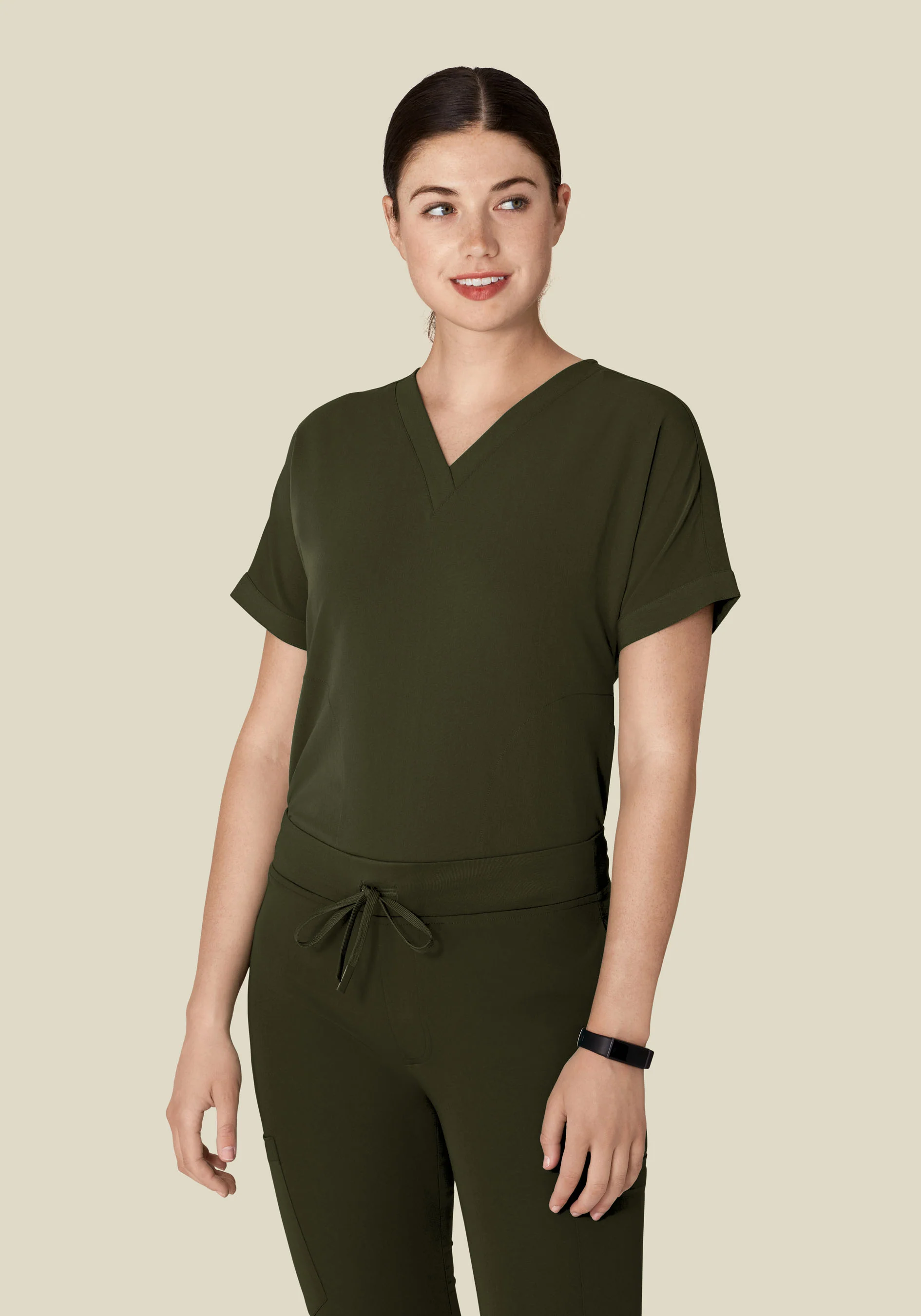 Oversized V Neck Top Olive - Image 3
