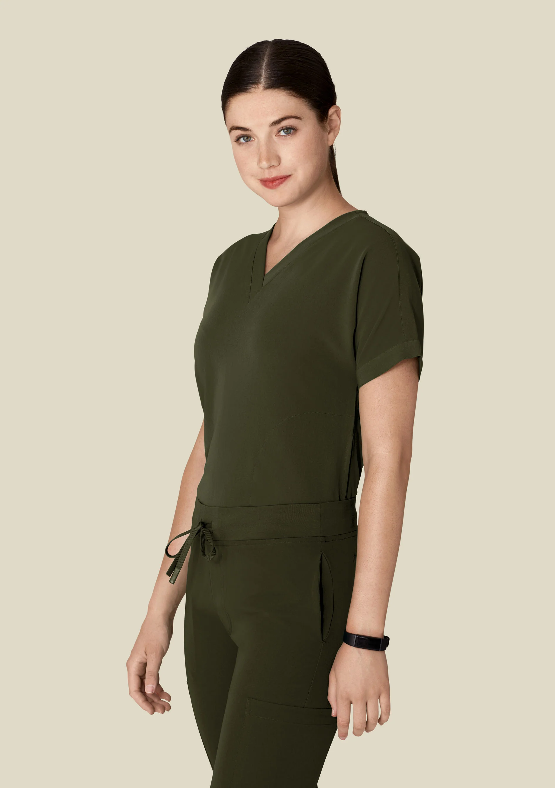 Oversized V Neck Top Olive - Image 4