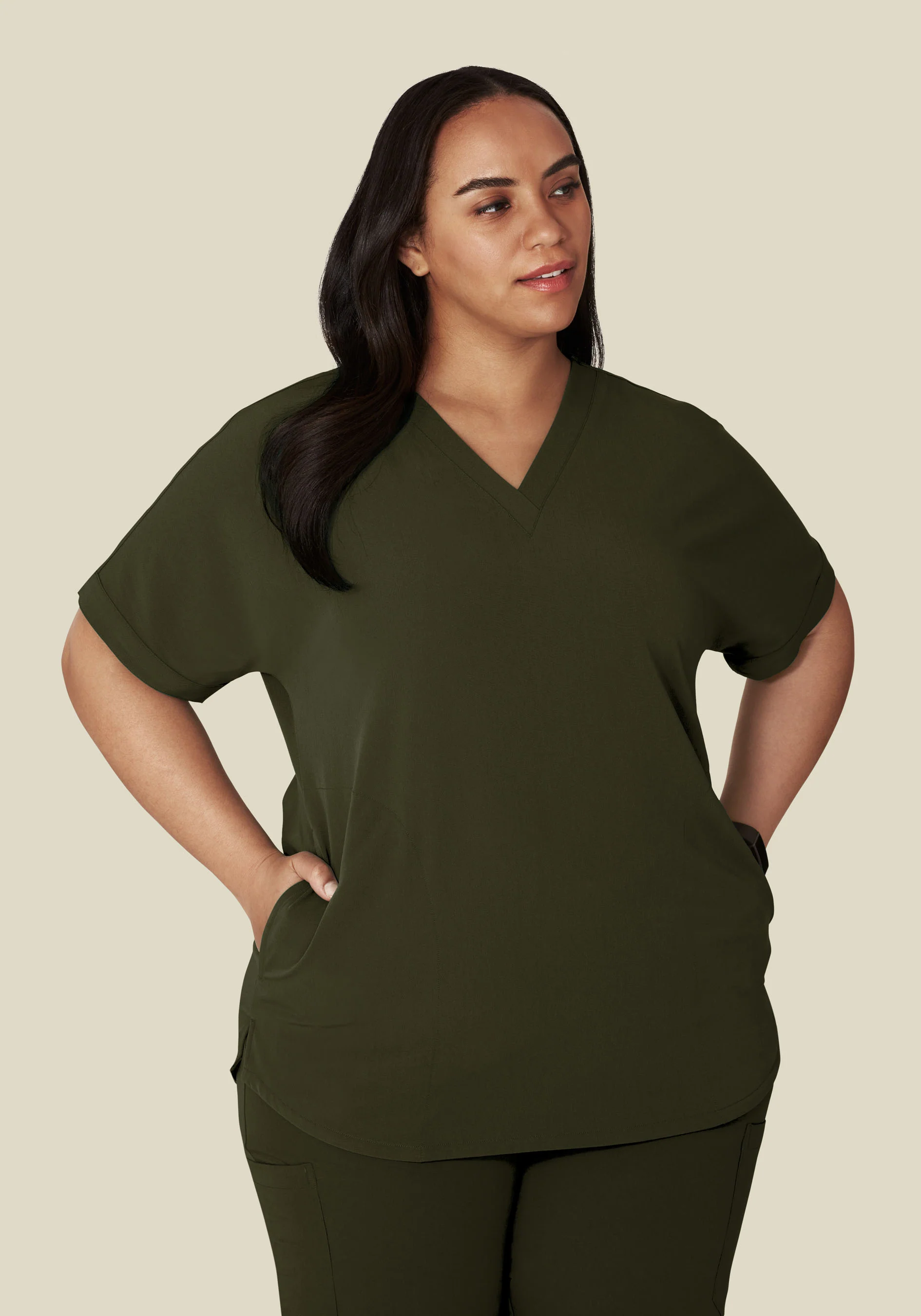 Oversized V Neck Top Olive - Image 7