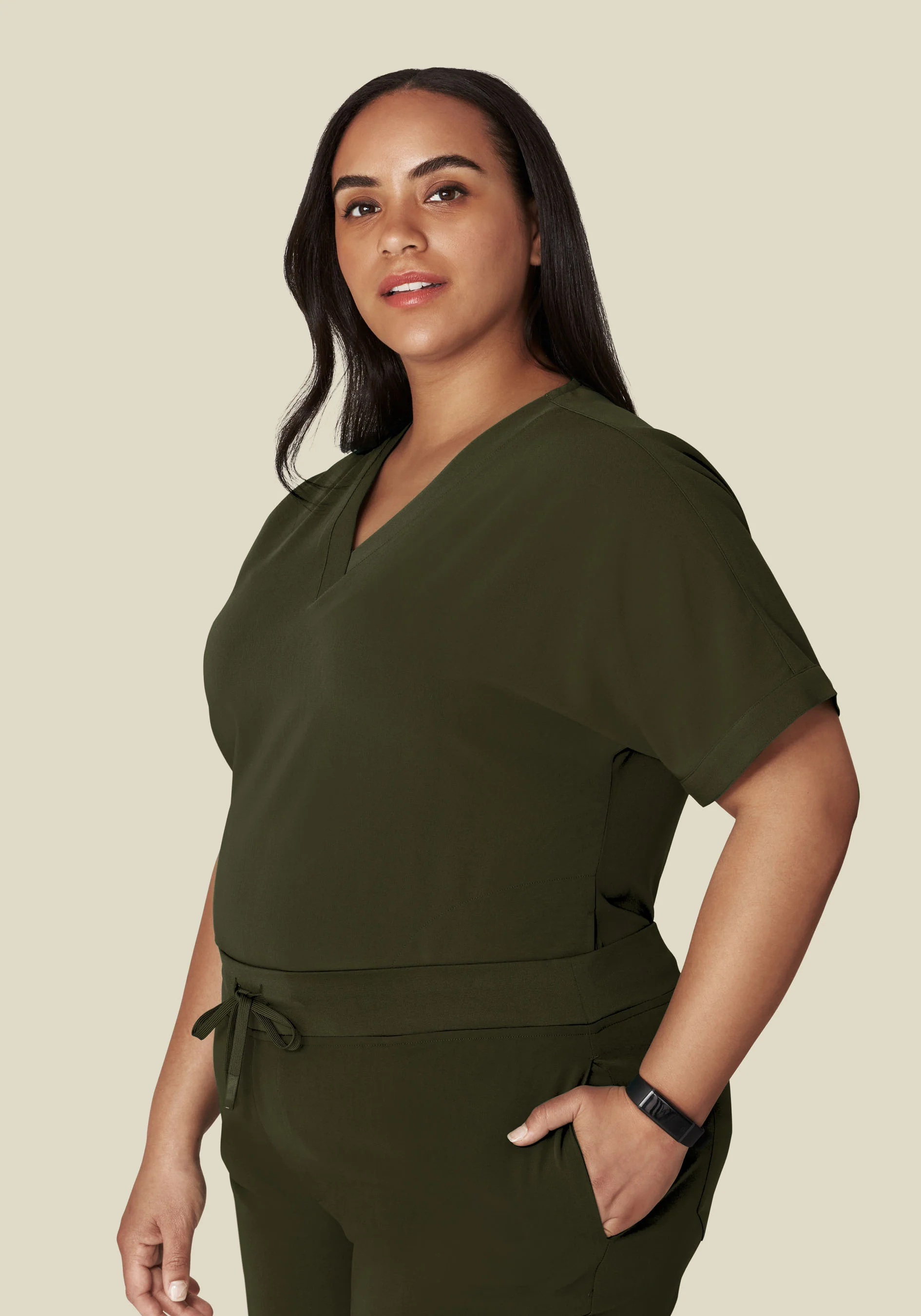 Oversized V Neck Top Olive - Image 8