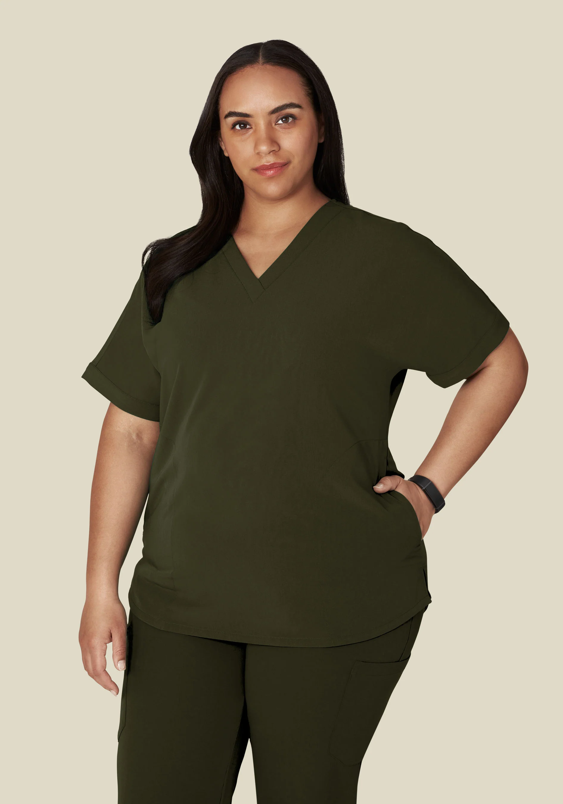Oversized V Neck Top Olive - Image 9