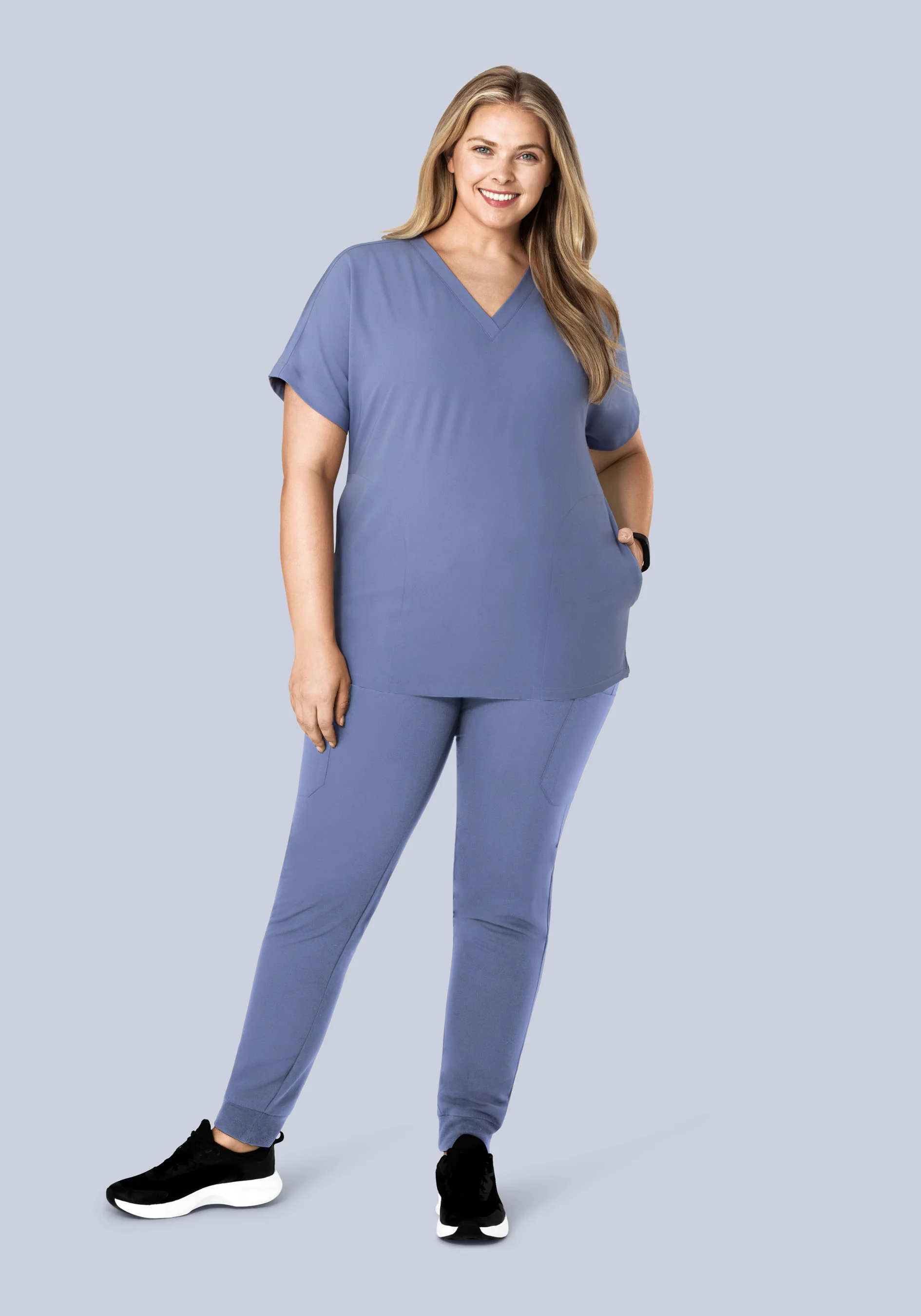 Oversized V Neck Top Periwinkle - Image 11