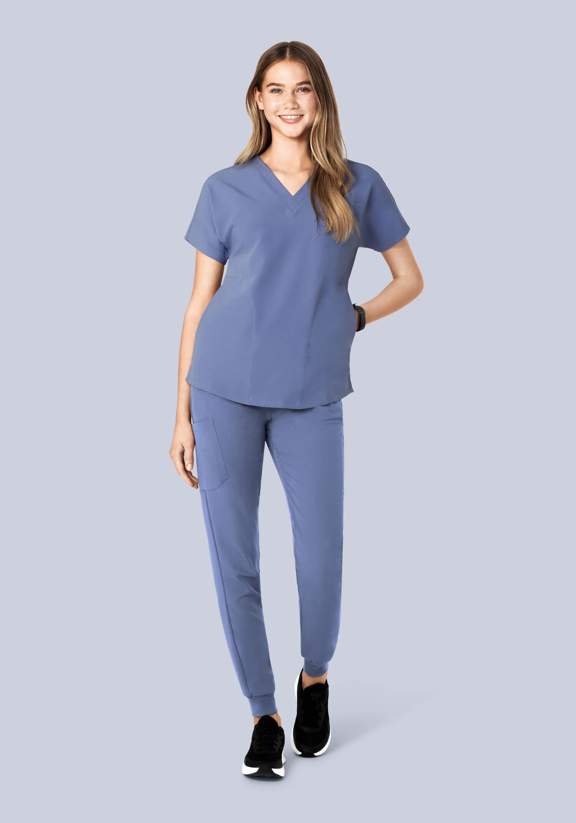 Oversized V Neck Top Periwinkle - Image 3