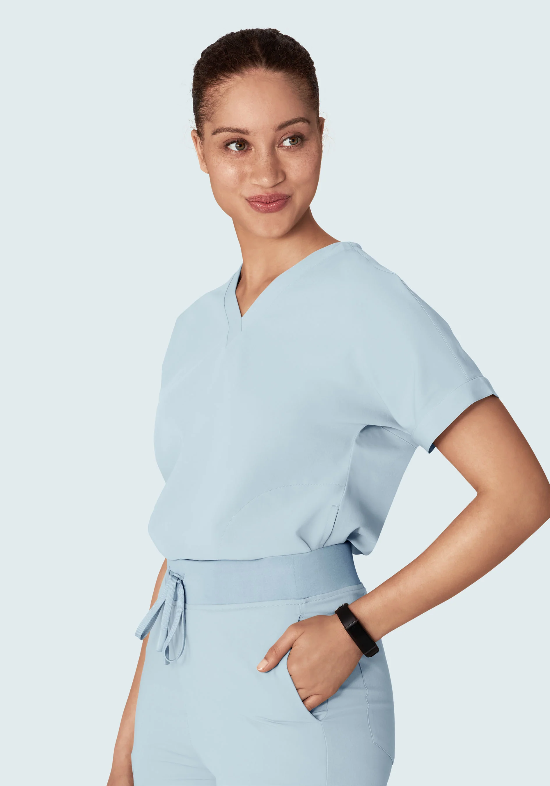 Oversized V Neck Top Powder Blue - Image 3