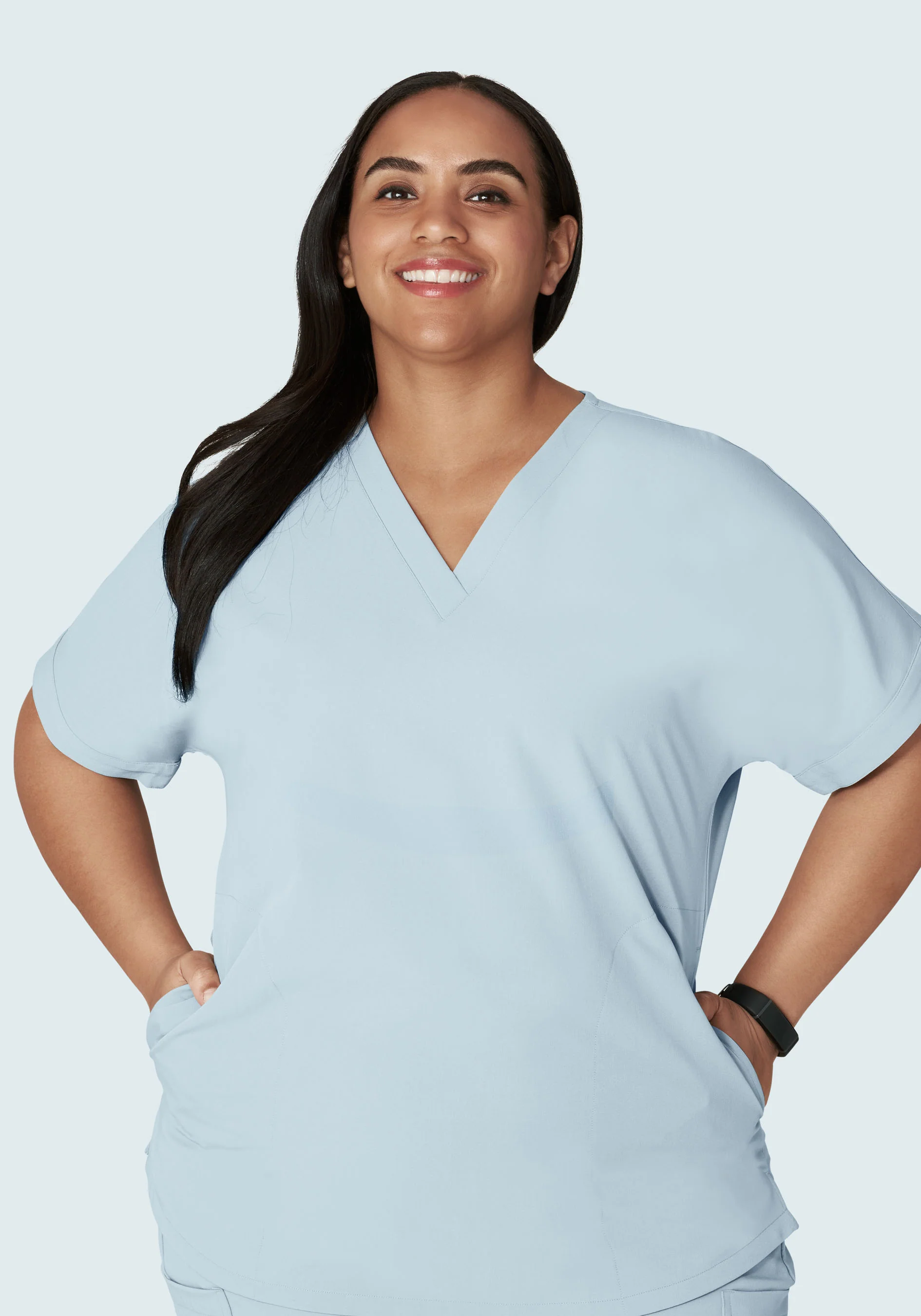 Oversized V Neck Top Powder Blue - Image 7