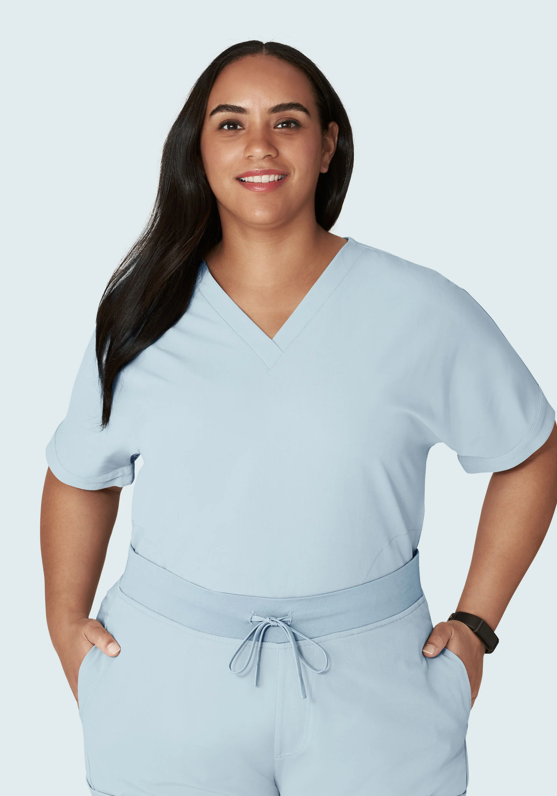 Oversized V Neck Top Powder Blue - Image 8