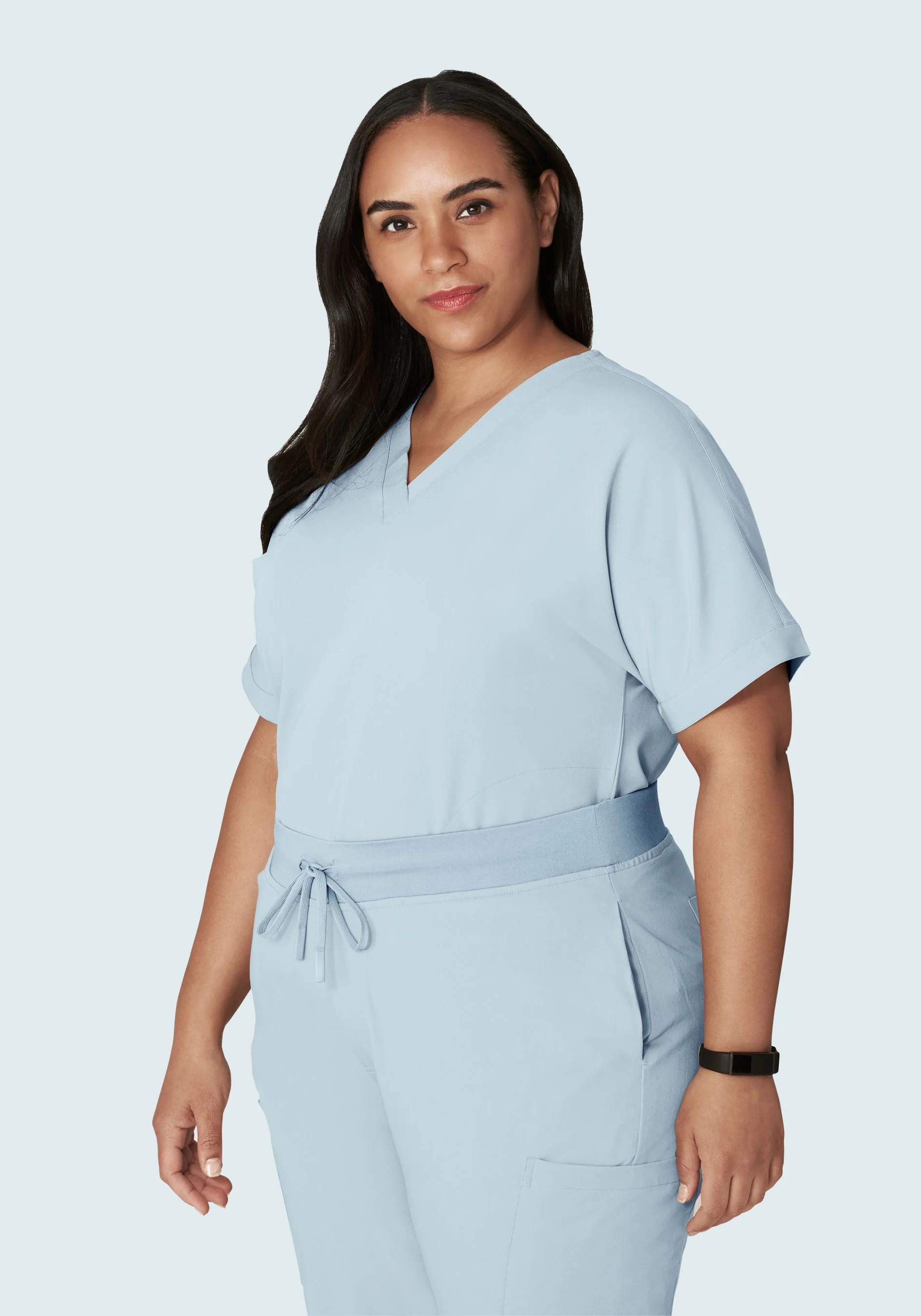 Oversized V Neck Top Powder Blue - Image 9