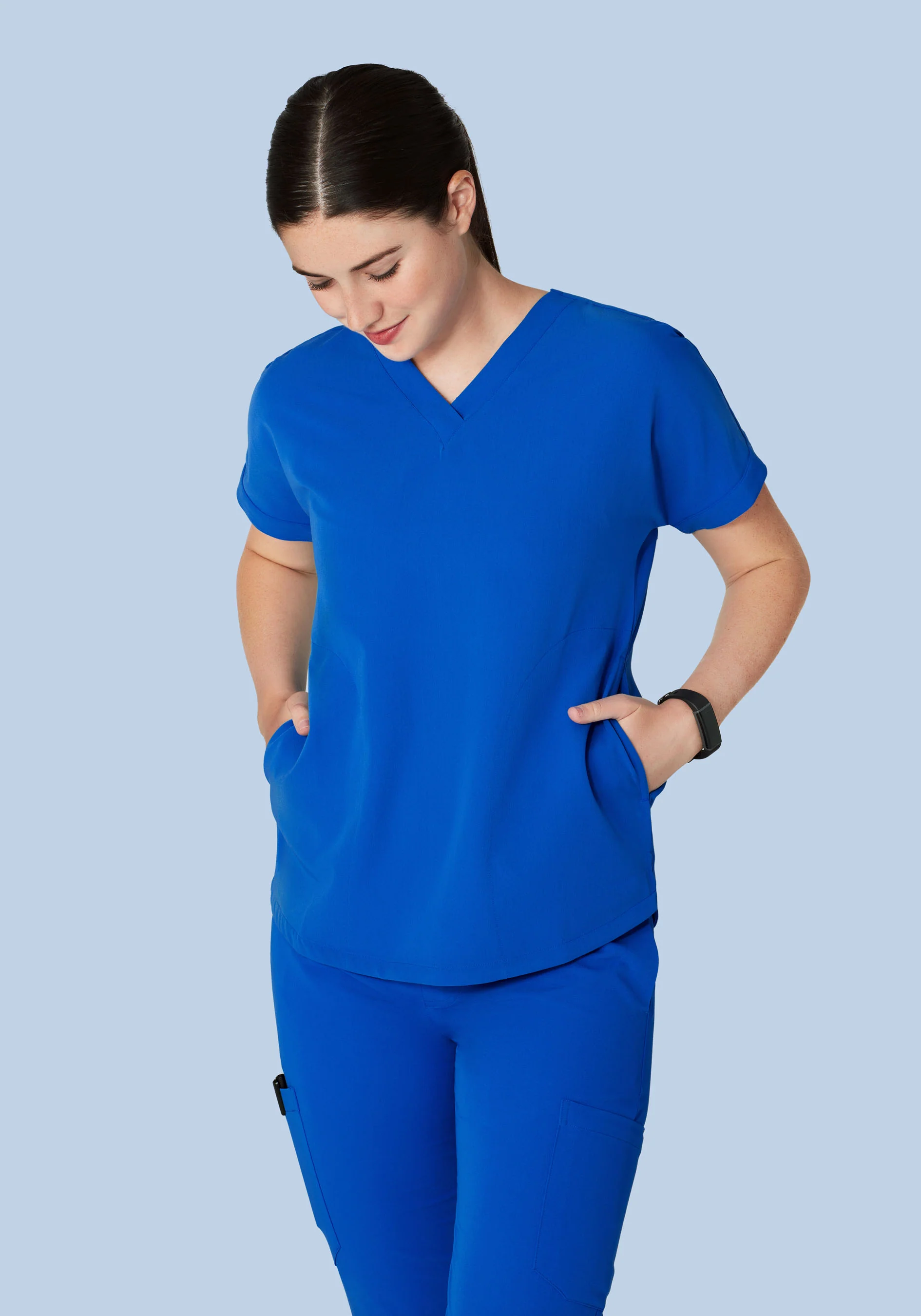Oversized V Neck Top Royal Blue - Image 3