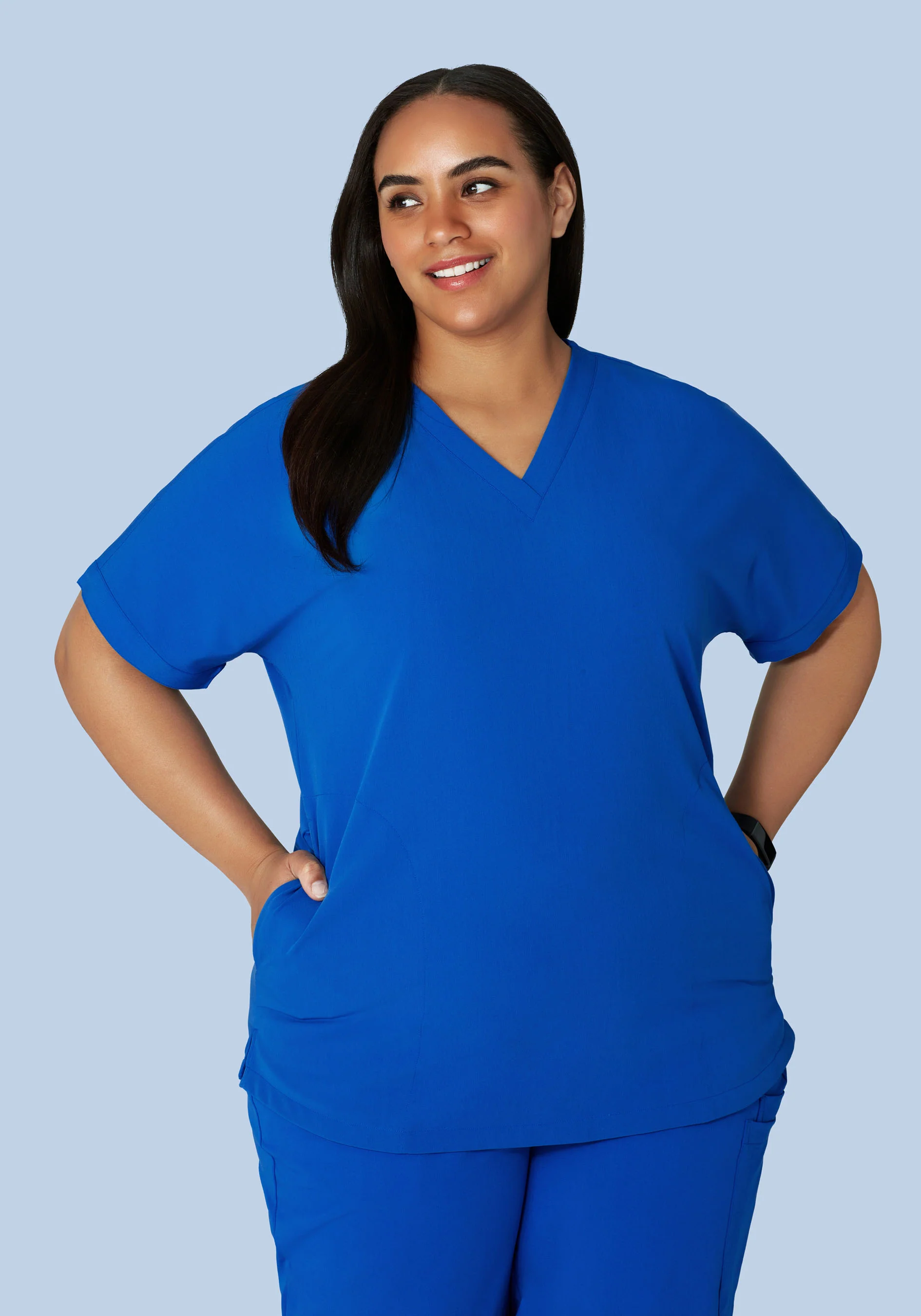 Oversized V Neck Top Royal Blue - Image 6