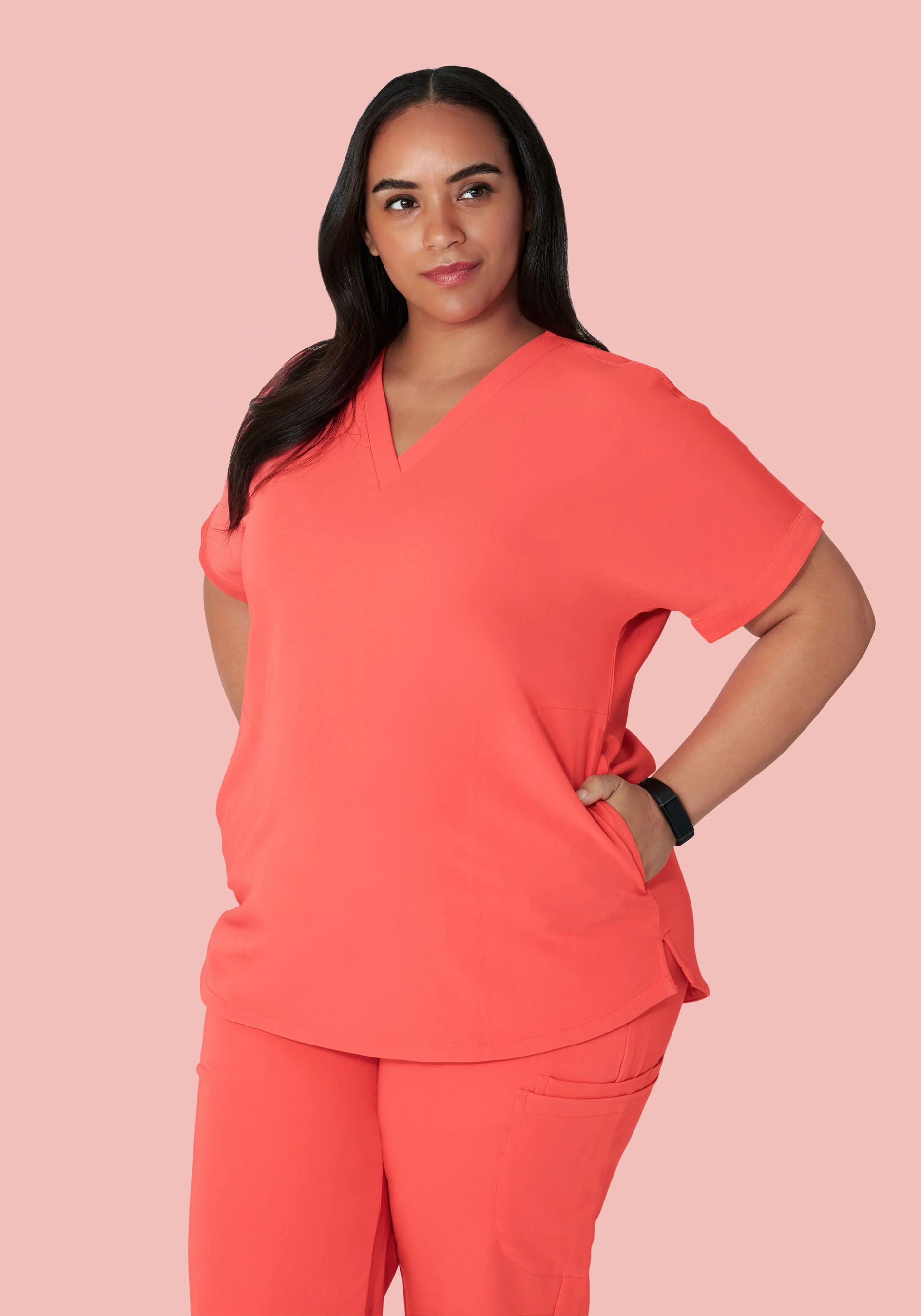 Oversized V Neck Top Sunkissed Coral - Image 6